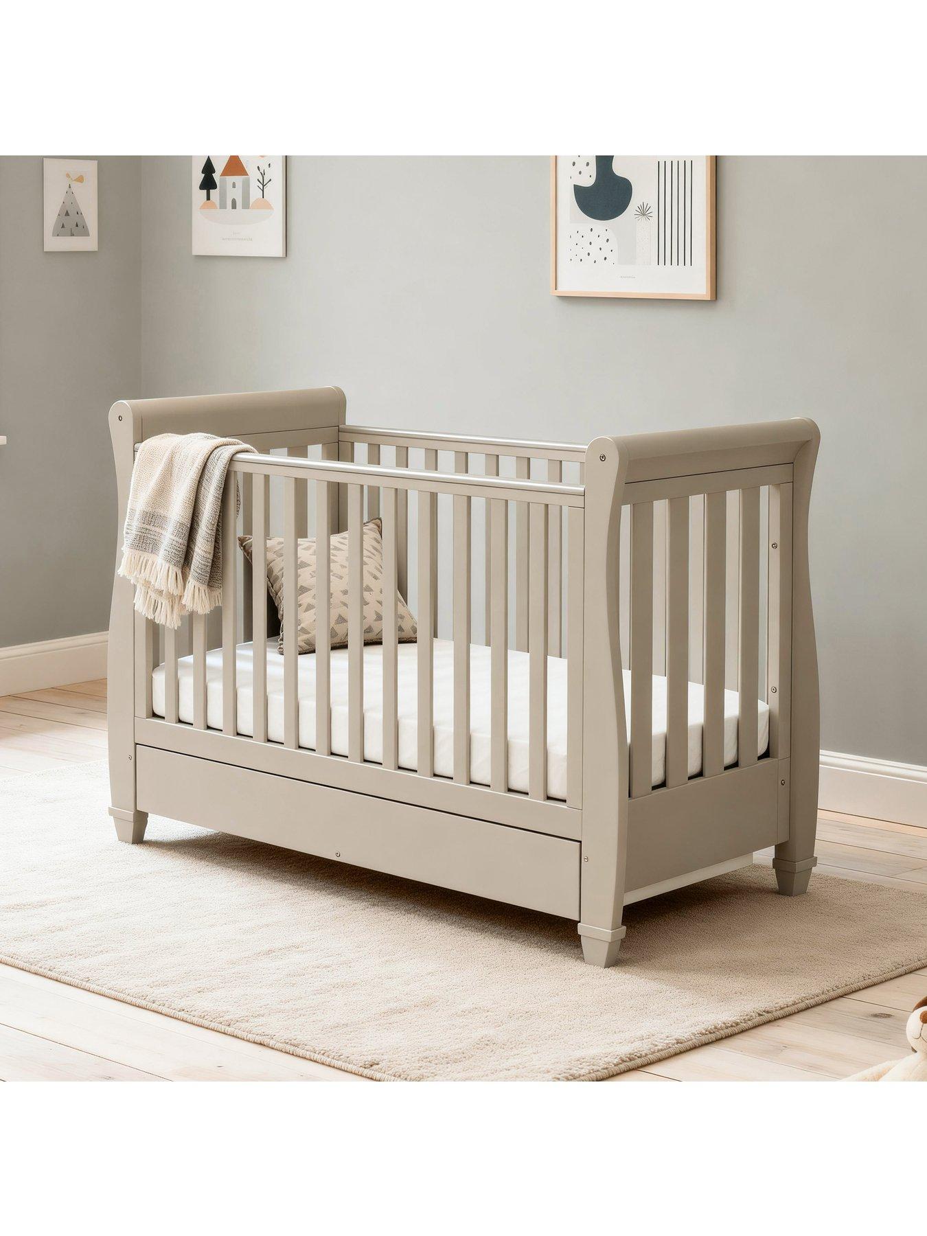 Image 3 of 6 of Babymore Eva Sleigh Cot Bed with Drawer - Cashmere