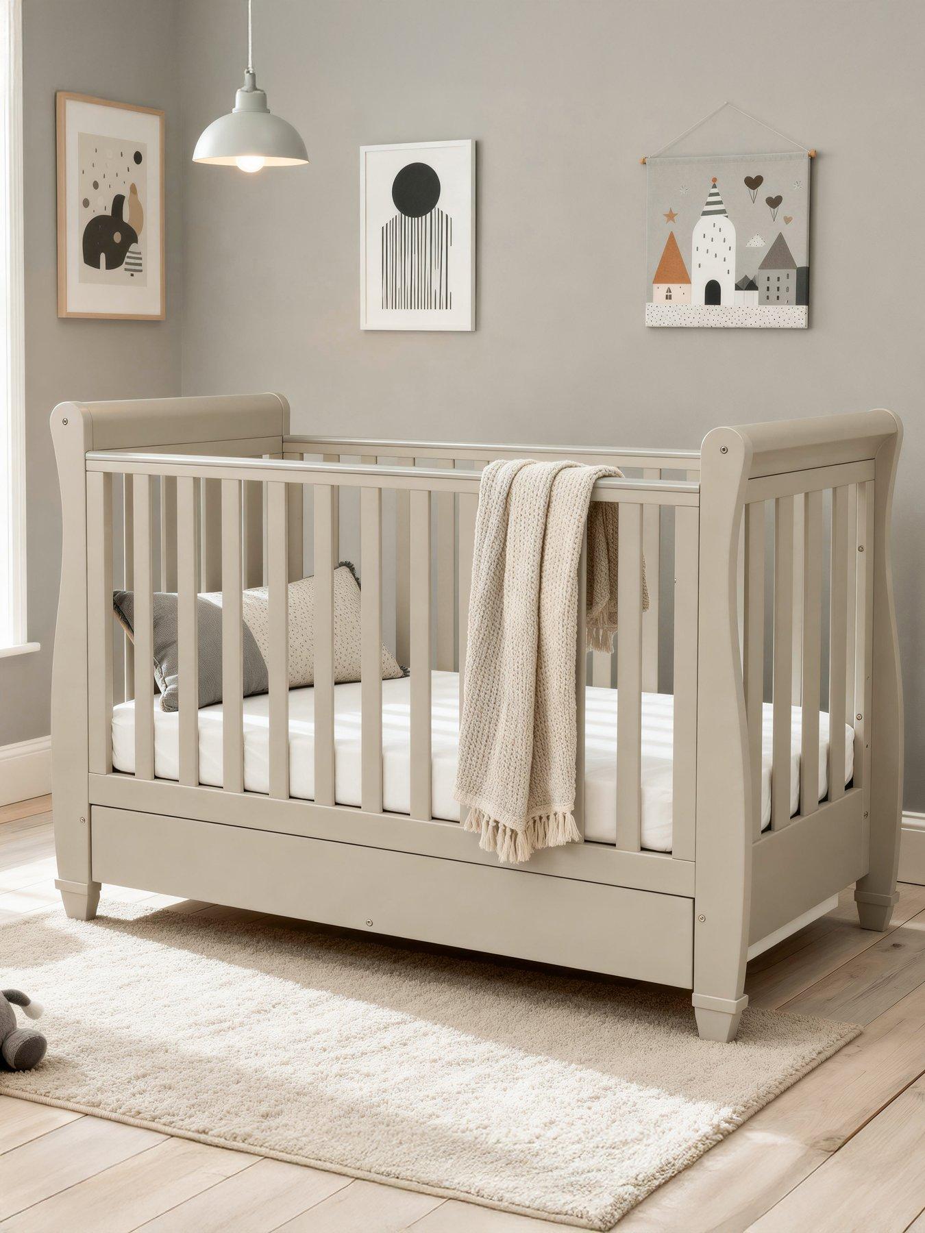 Babymore Eva Cot Bed with Drawer with fibre mattress - Cashmere
