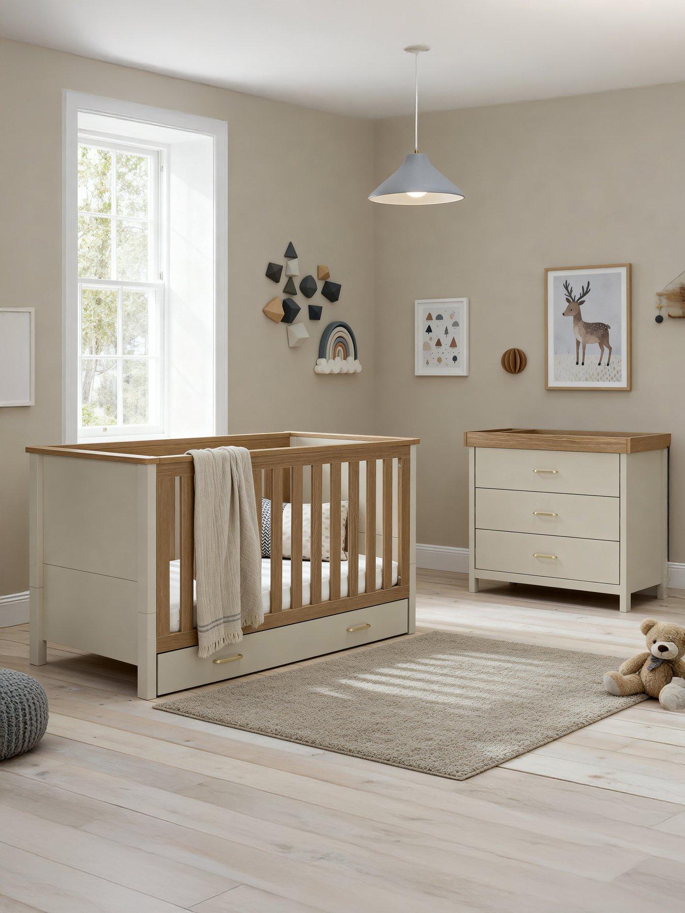Image 1 of 7 of Babymore Mira 2 Piece Nursery Room Set - Cashmere Warm Oak