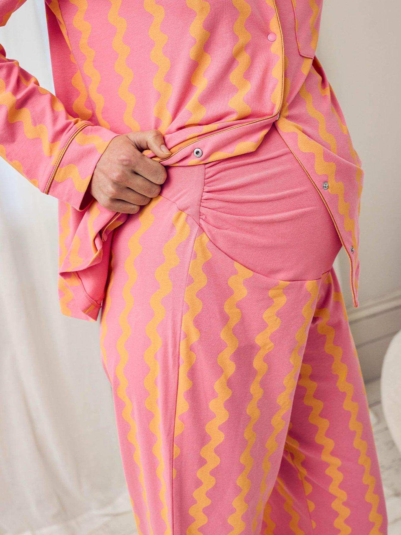 Image 5 of 5 of CHELSEA PEERS Maternity Ruffle Long Button Up Pyjama Set - Pink