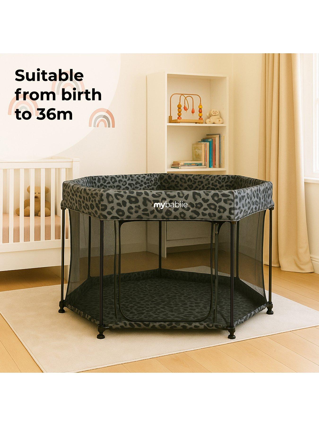 Image 1 of 7 of My Babiie Foldable Baby Playpen - Grey Leopard