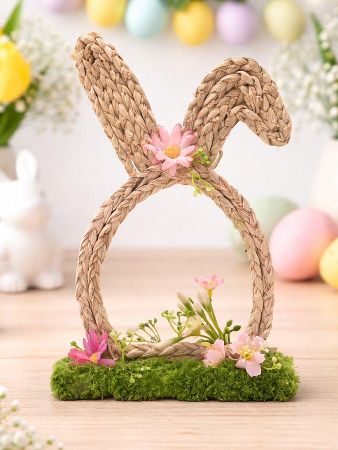 Image 1 of 5 of Wicker Bunny Ears Mantle Decoration