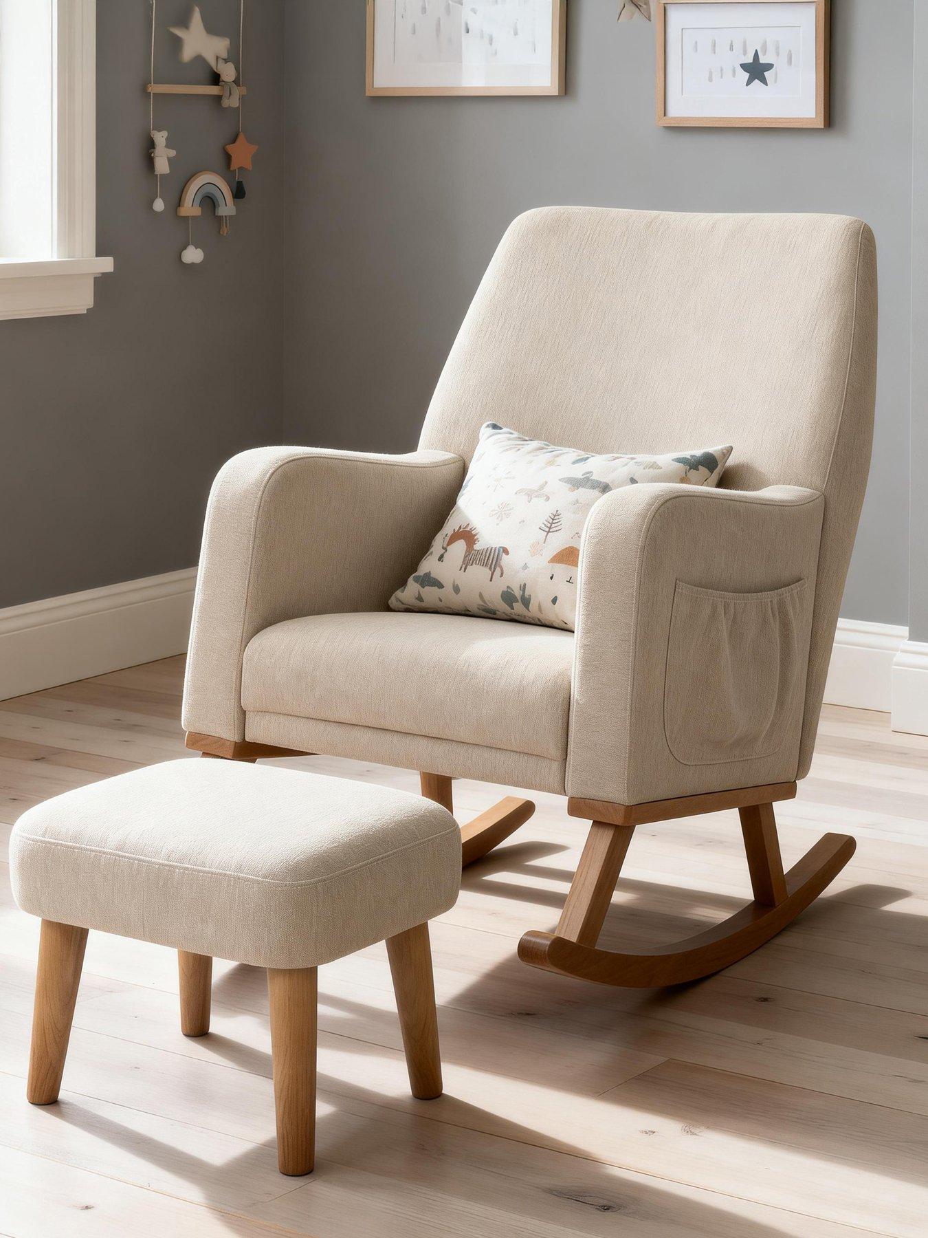 Image 1 of 6 of Babymore Callie Nursing Chair with Stool - Oatmeal
