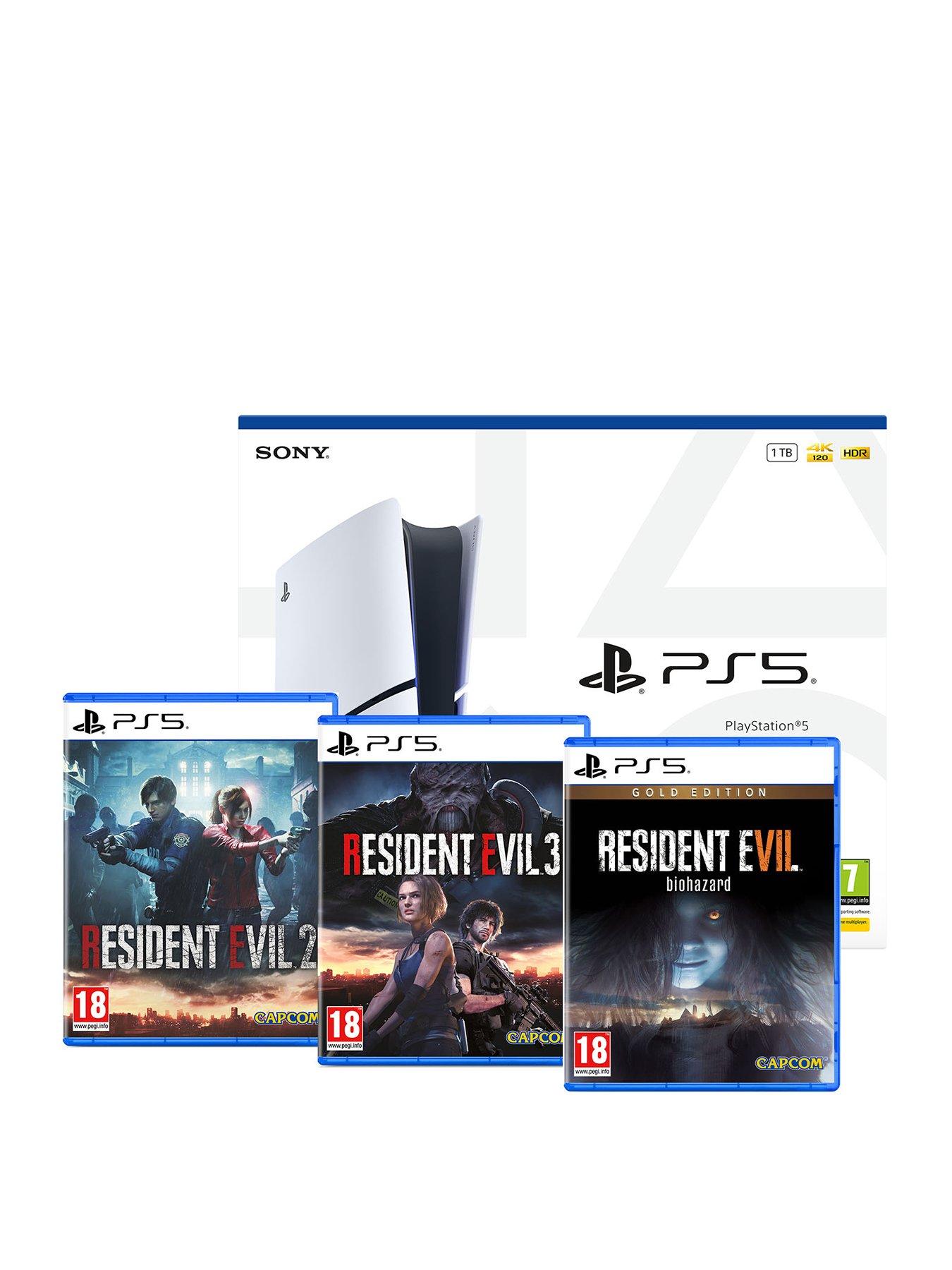 Playstation PlayStation®5 Disc Console – 1TB  &  Resident Evil 2, Resident Evil 3, Resident Evil 7: Gold Edition