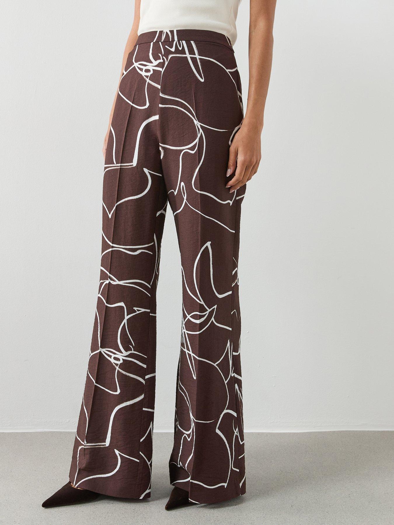 Mango Wide Leg Printed Co-ord Trousers - Brown