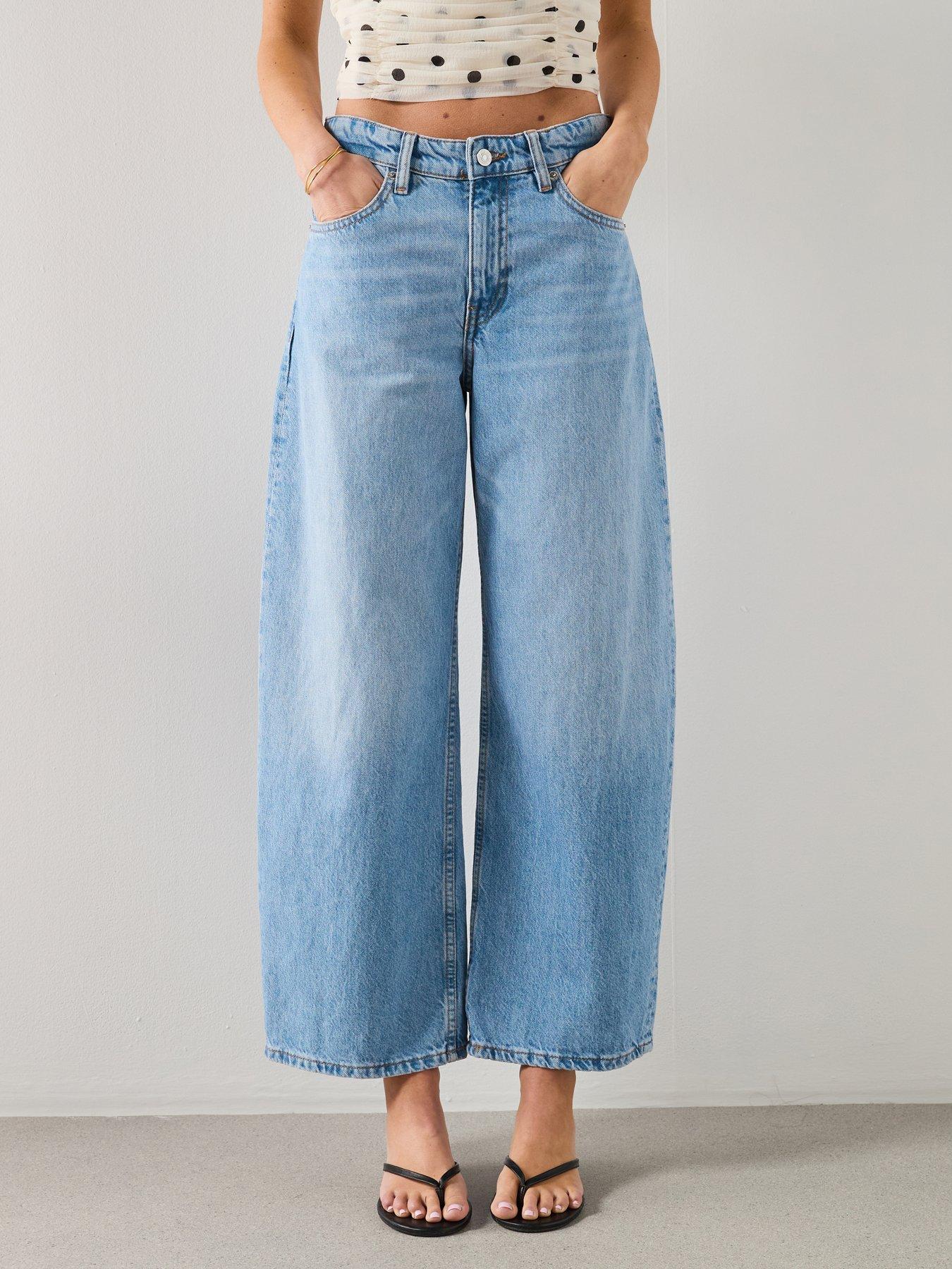 Mango Mid-Rise Balloon Jeans, Blue, Size 6, Women