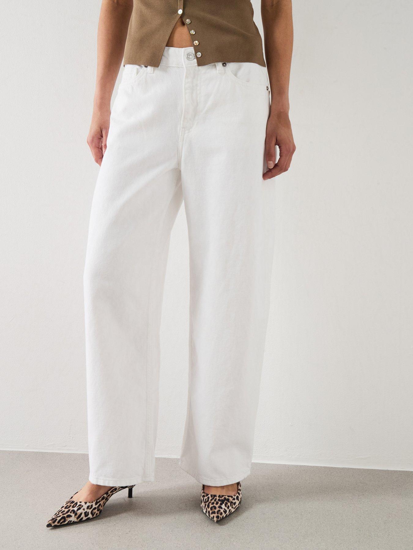 Mango Mid-Rise Balloon Jeans, White, Size 6, Women