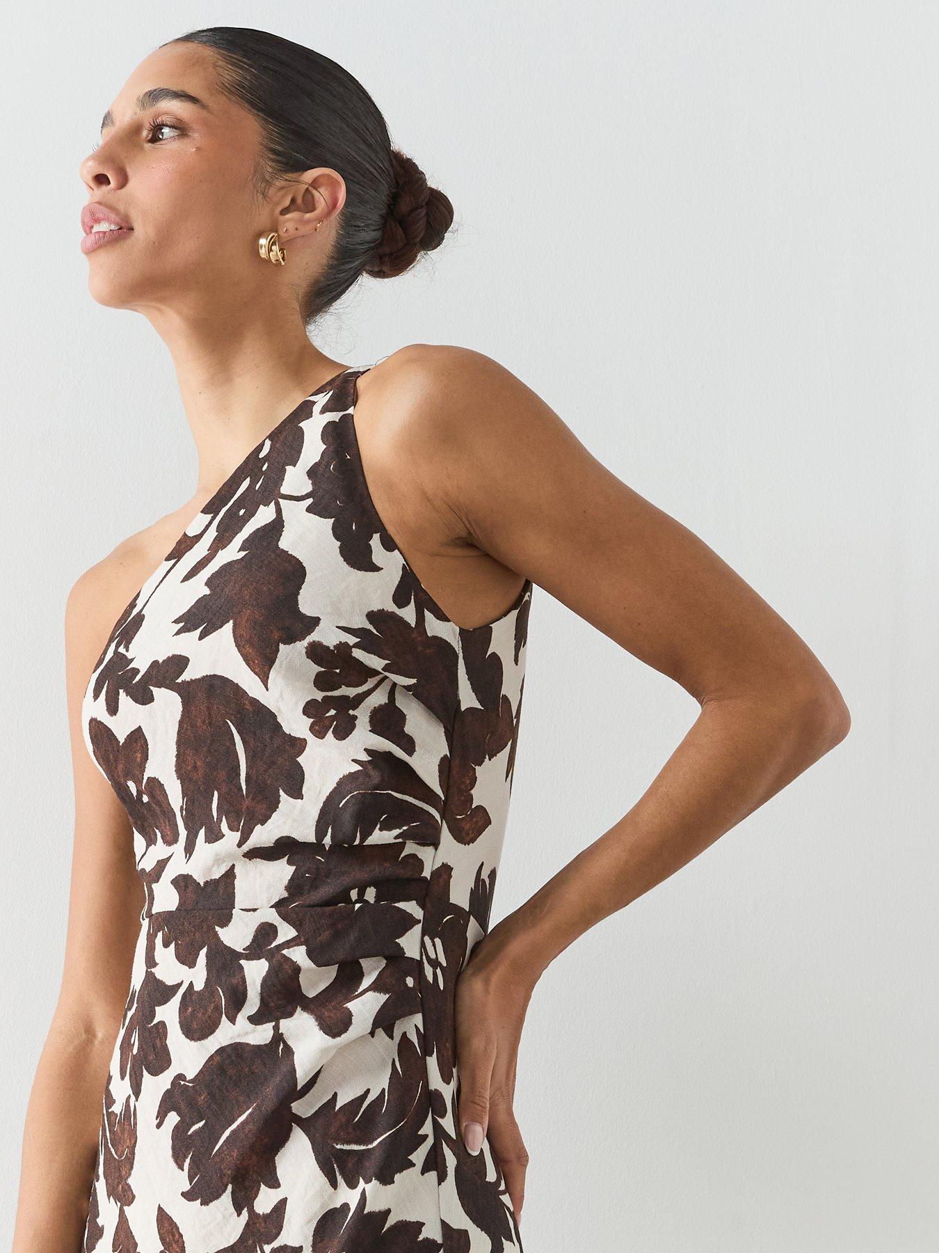 Mango Asymmetrical Floral-Print Dress - Brown | Very