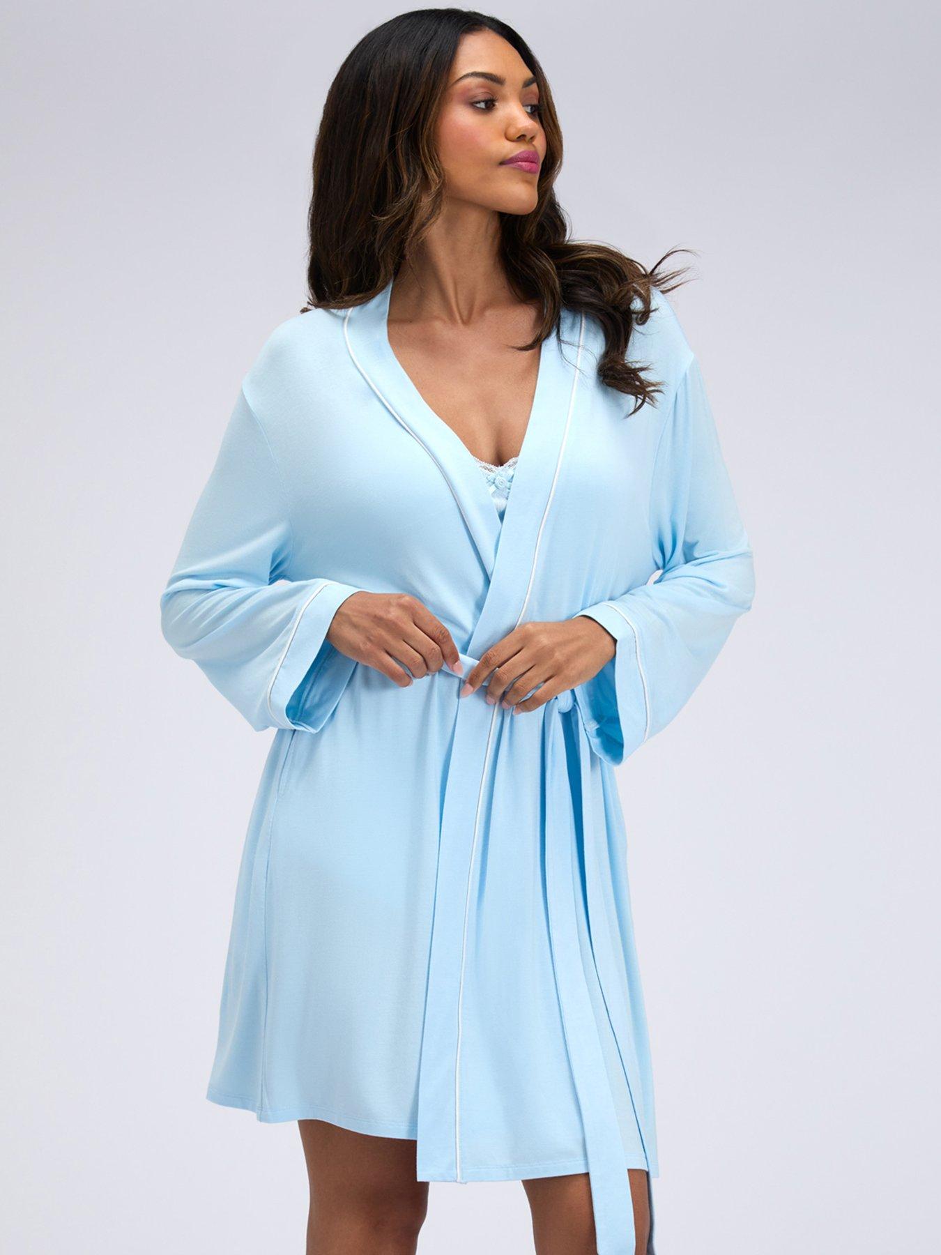 Boux Avenue Piped Modal Robe - Baby Blue