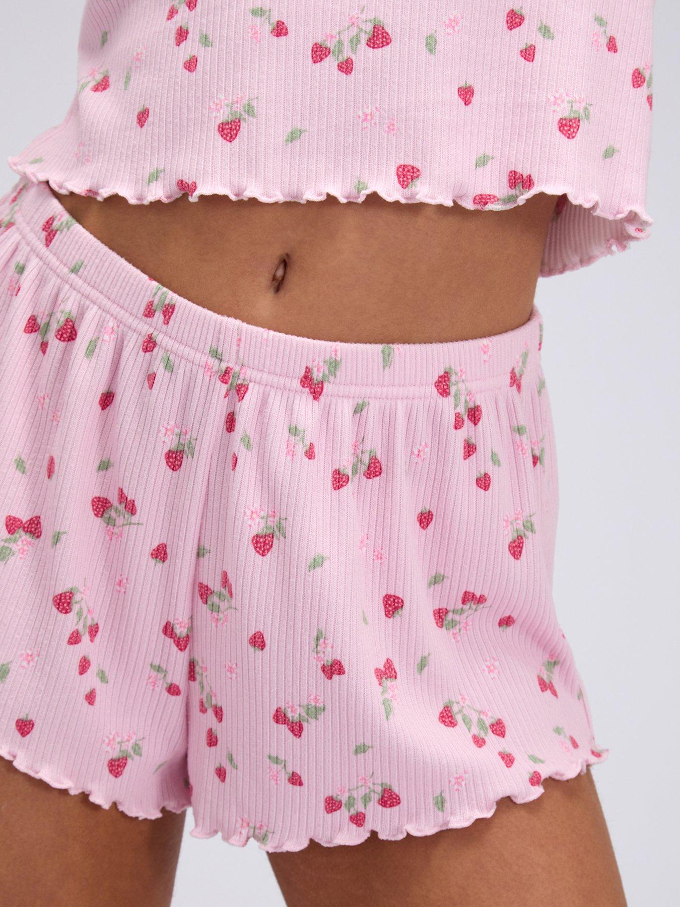 Image 5 of 6 of Boux Avenue Wild Strawberry Rib Cami Set - Pink Mix