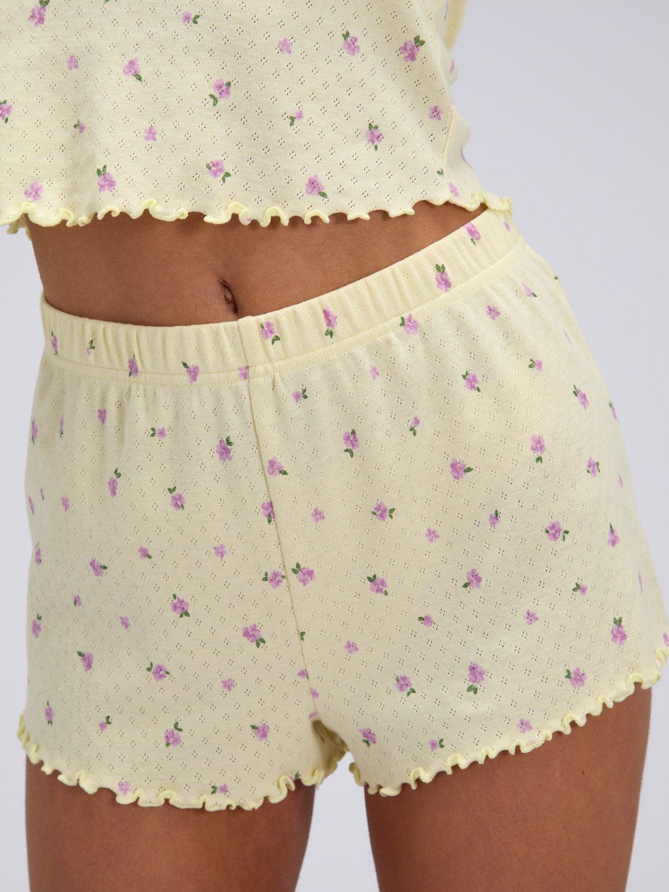 Image 5 of 6 of Boux Avenue Meadow Floral Pointelle Pyjama Set - Yellow