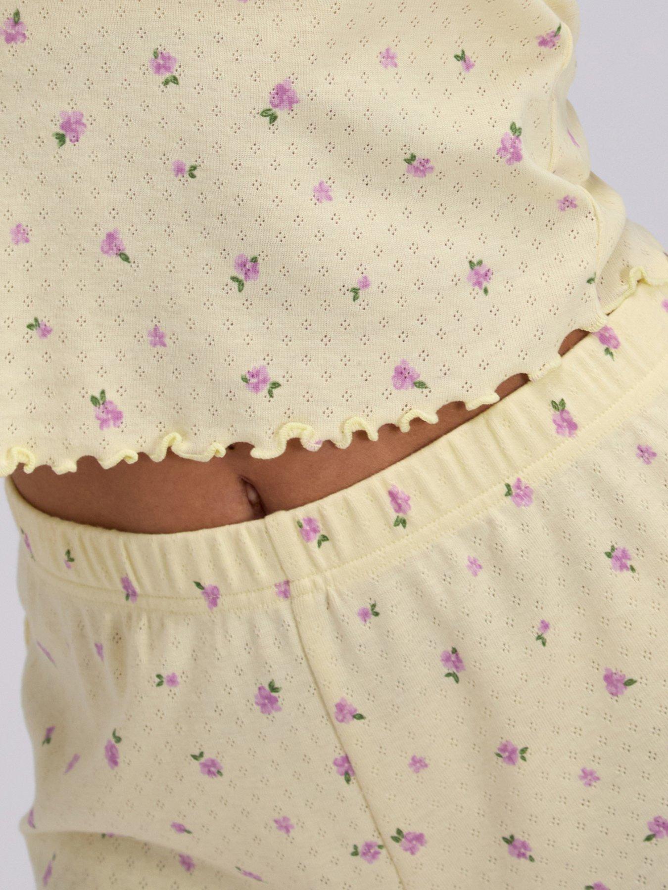 Image 6 of 6 of Boux Avenue Meadow Floral Pointelle Pyjama Set - Yellow