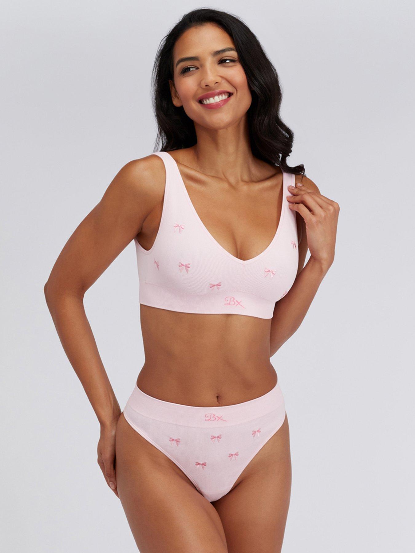Image 6 of 6 of Boux Avenue Boux Avenue Bow Emb Seamless Bralette - Pink Mix