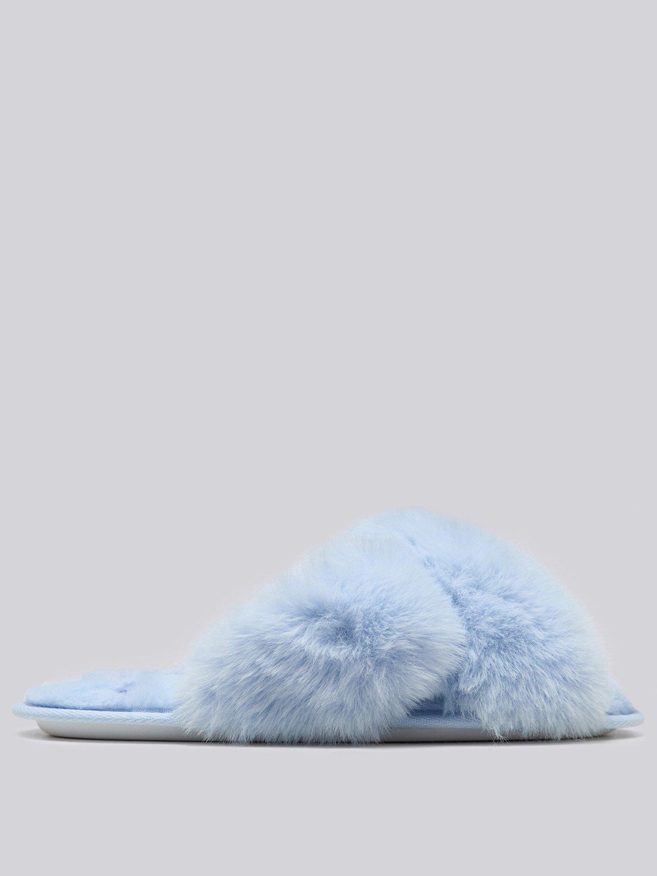 Image 2 of 6 of Boux Avenue Heart Emb Crossband Slippers - Blue Mix