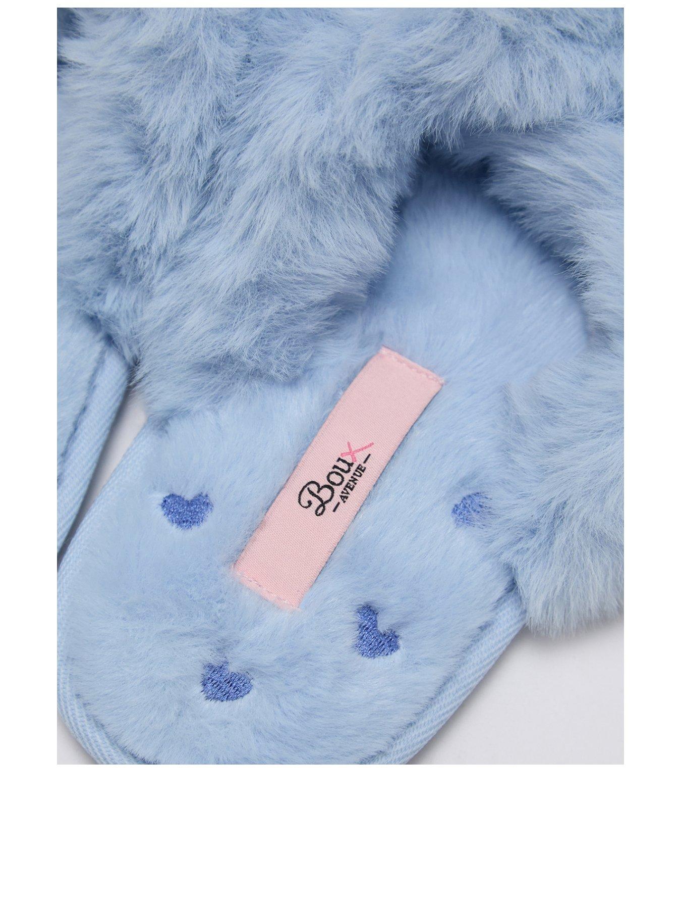 Image 3 of 6 of Boux Avenue Heart Emb Crossband Slippers - Blue Mix