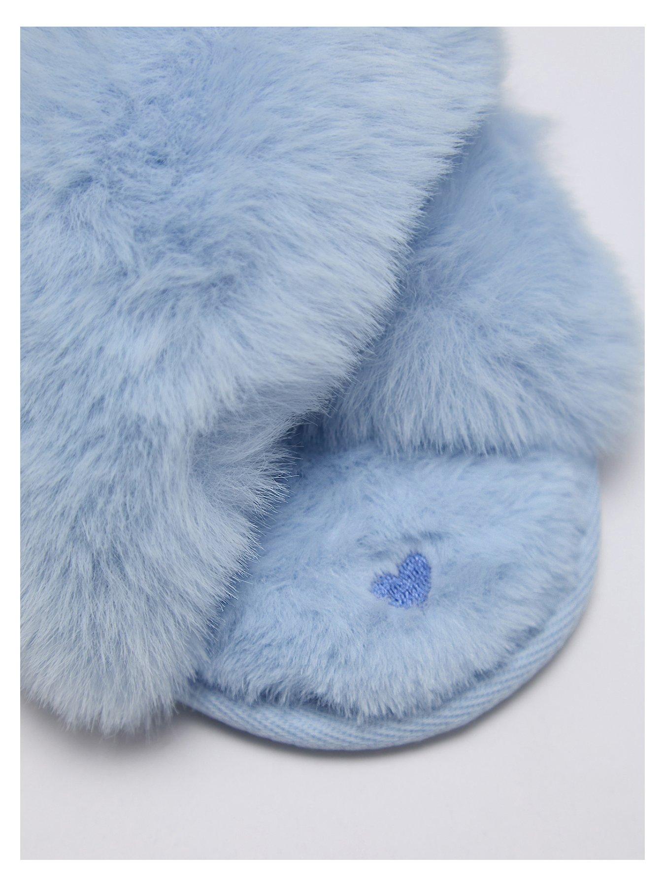 Image 5 of 6 of Boux Avenue Heart Emb Crossband Slippers - Blue Mix