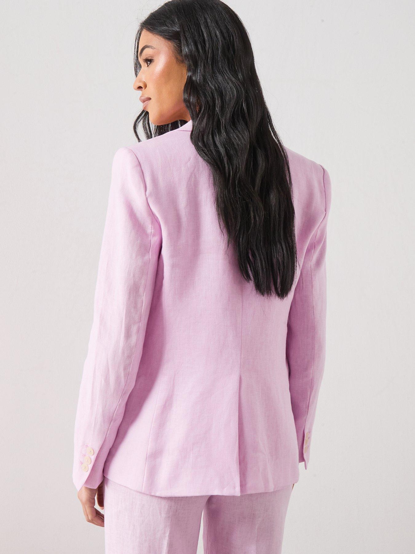 Image 2 of 6 of Mango Linen Suit Jacket - Pink&nbsp;