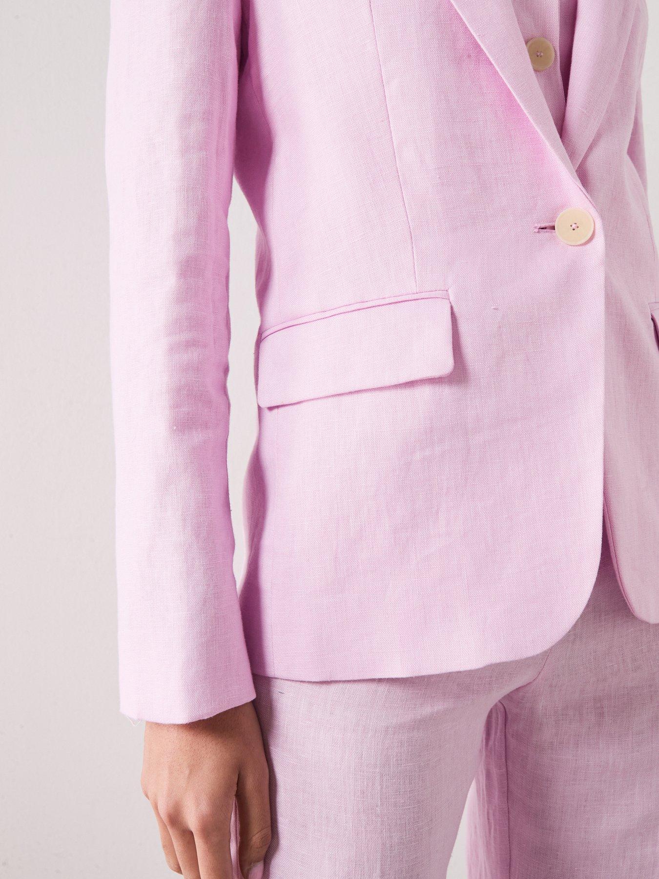 Image 5 of 6 of Mango Linen Suit Jacket - Pink&nbsp;
