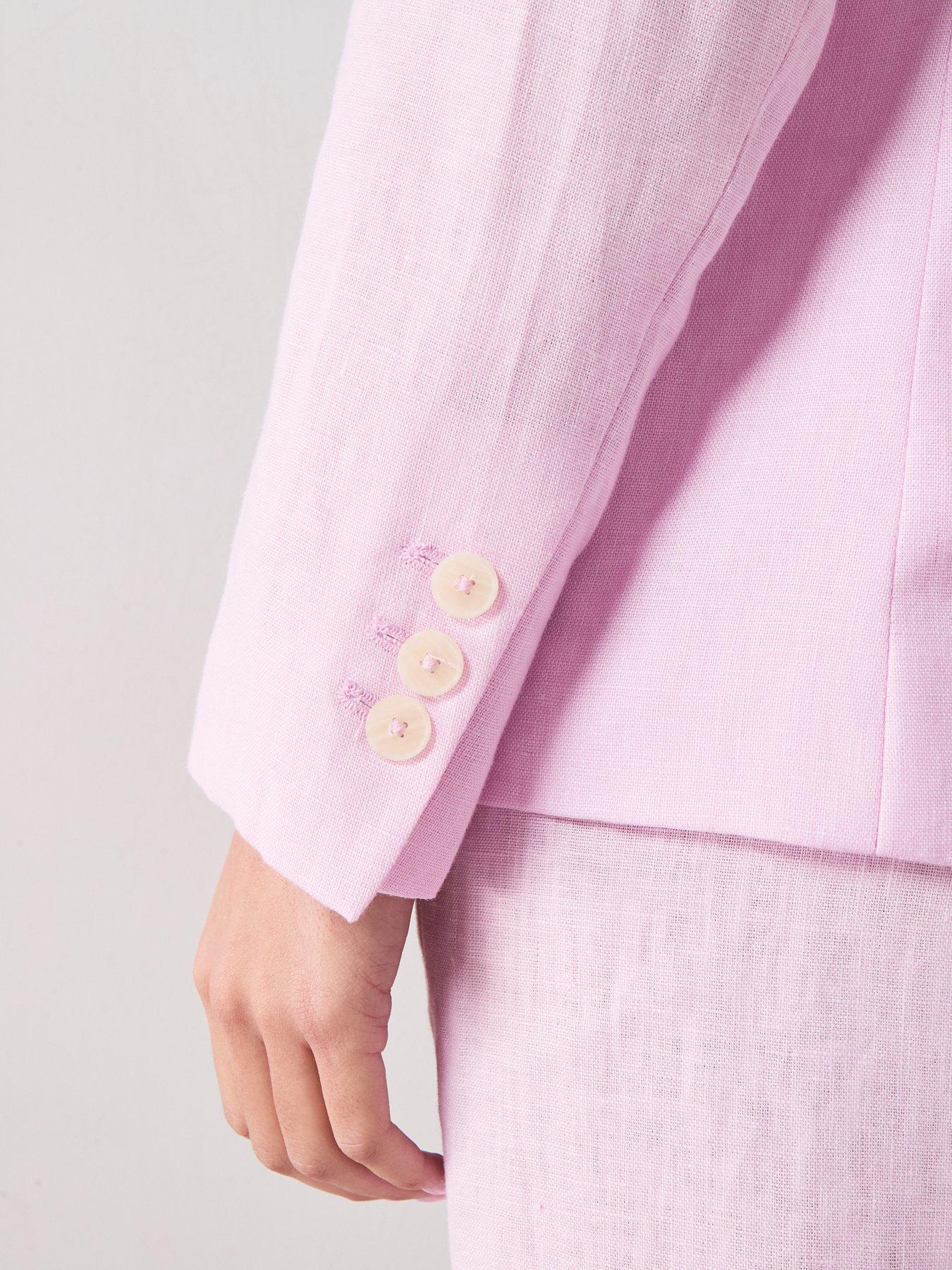 Image 6 of 6 of Mango Linen Suit Jacket - Pink&nbsp;