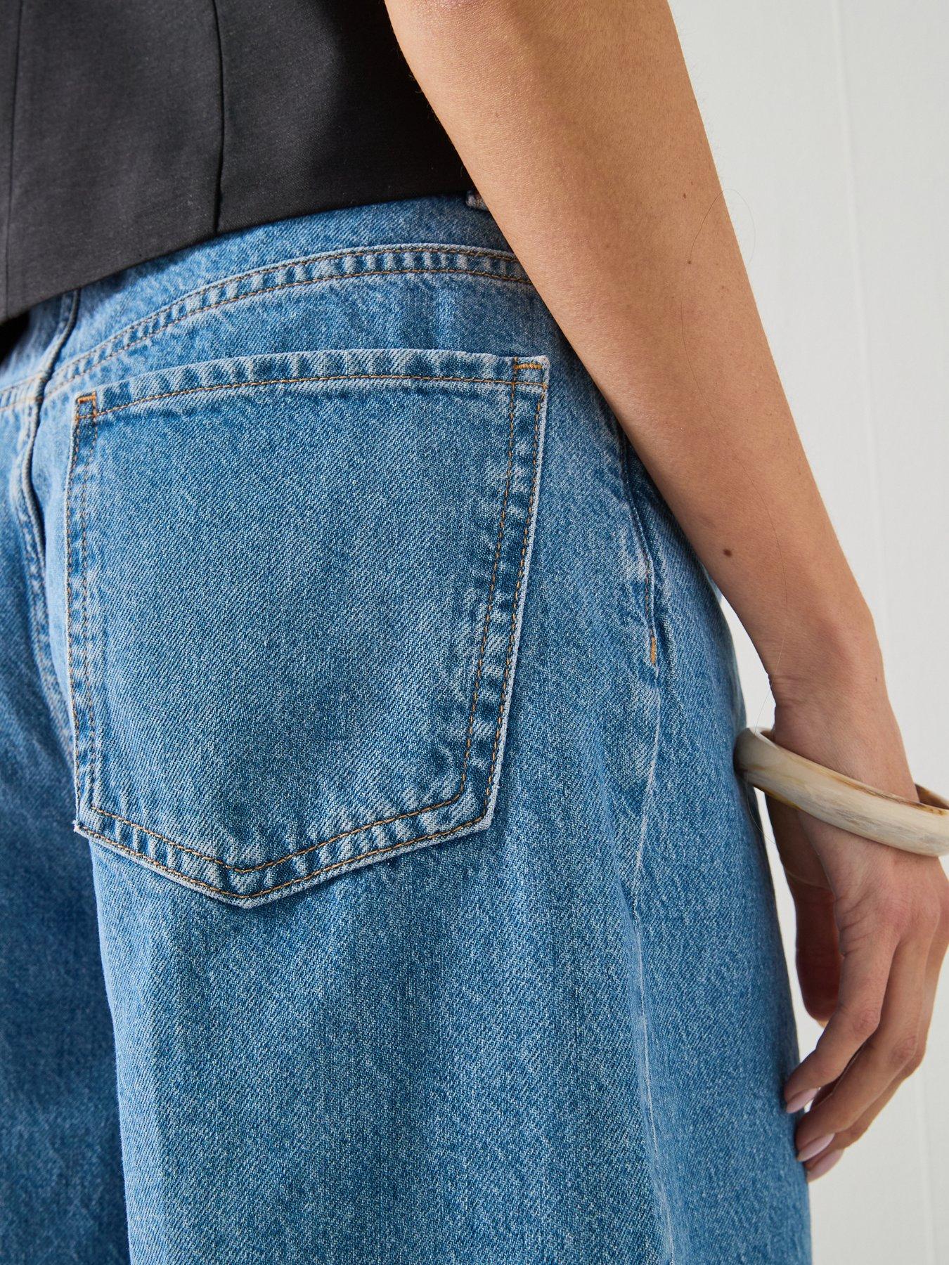 Image 4 of 6 of Mango High-Waist Straight-Fit Denim Shorts - Blue