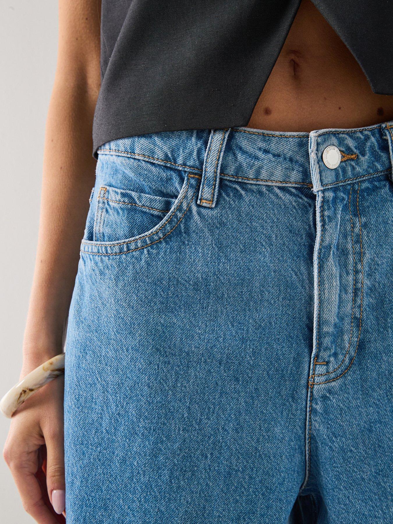 Image 5 of 6 of Mango High-Waist Straight-Fit Denim Shorts - Blue