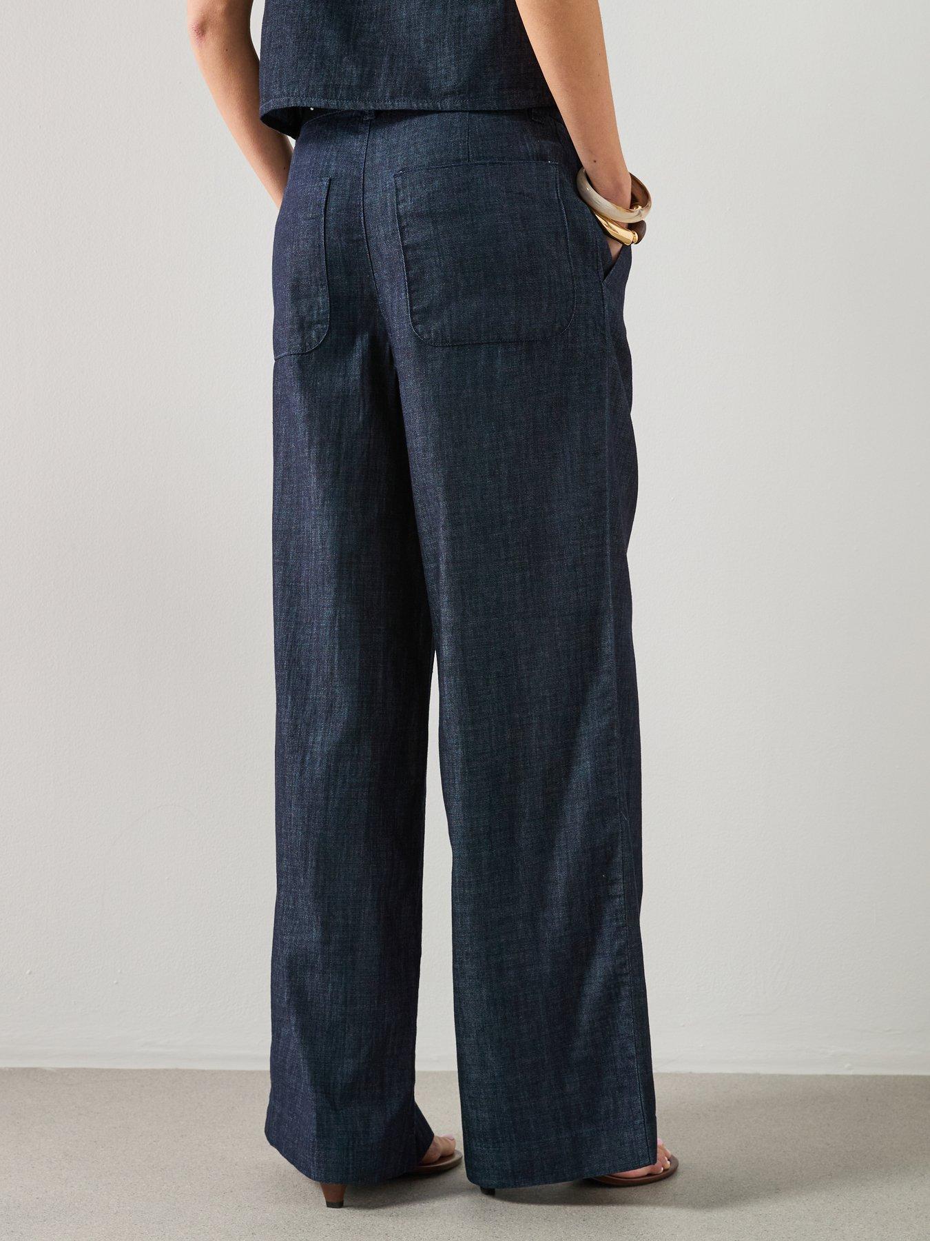 Image 2 of 6 of Mango Wide Leg Mid-rise Co-ord Jeans - Blue