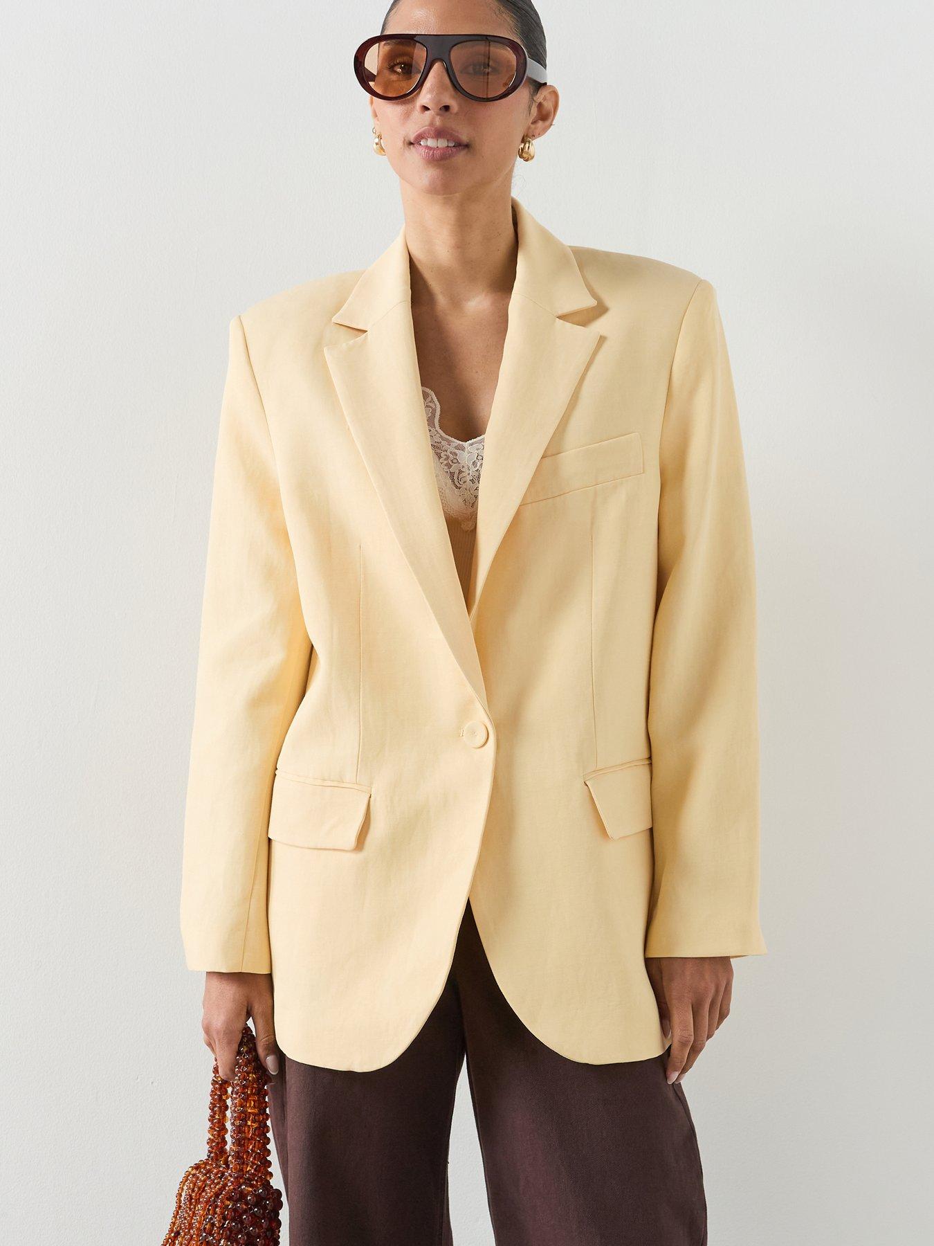 Mango Linen Suit Jacket - Yellow