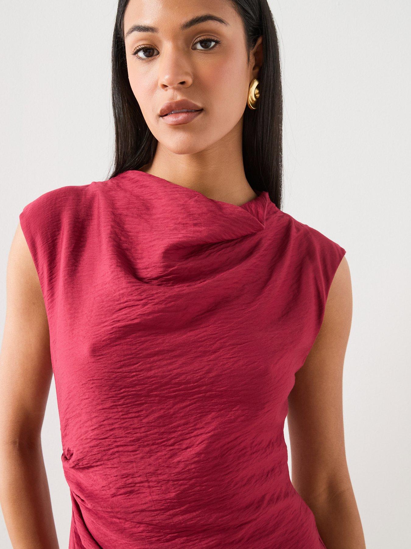 asymmetric ruffled dress mango Women's Draped Asymmetric Mini Dress - Brown - US 8 - Diane main image 0