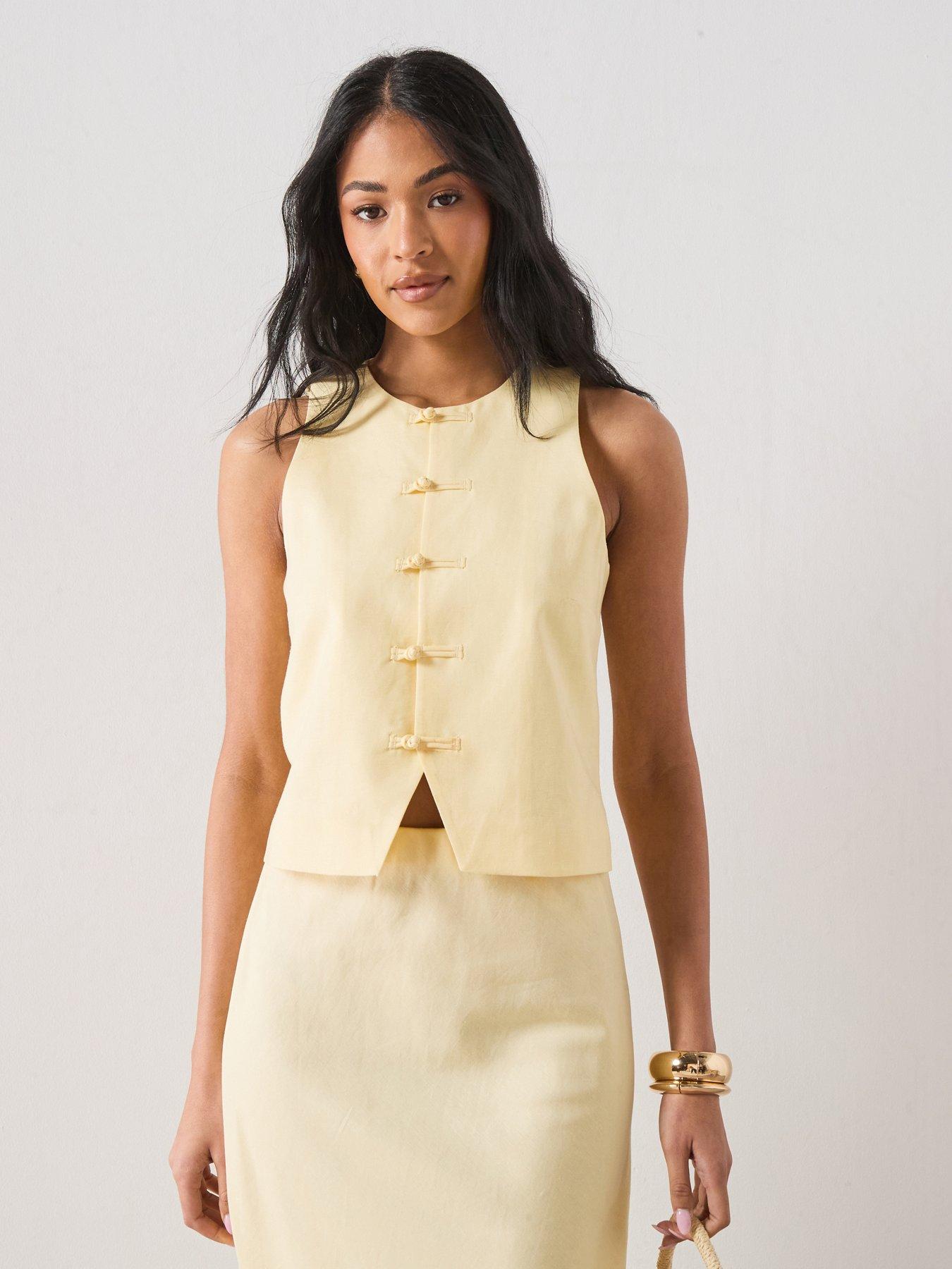 Mango Waistcoat Laguna, Cream, Size M, Women
