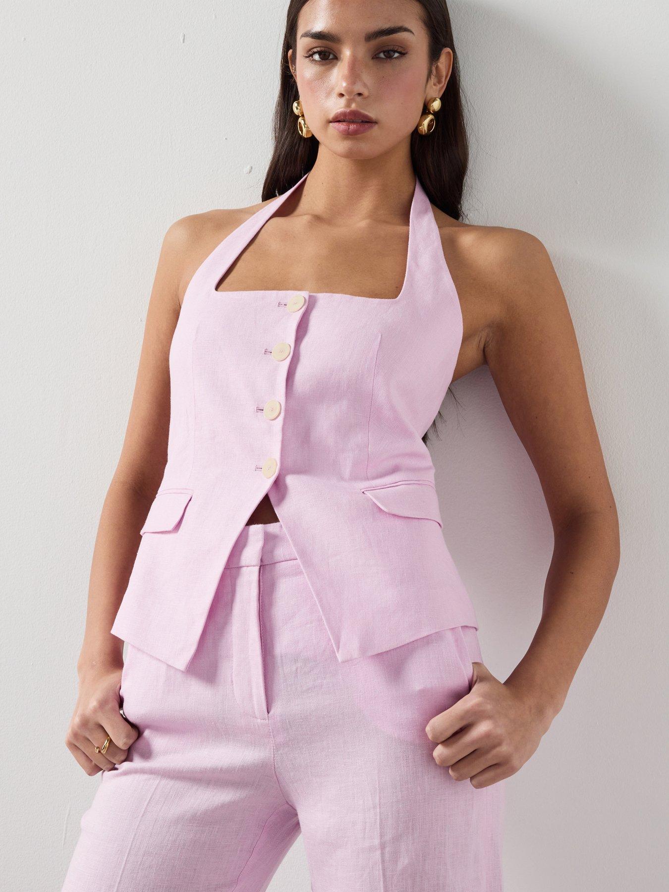 Mango Linen Suit Co-Ord Waistcoat - Pink