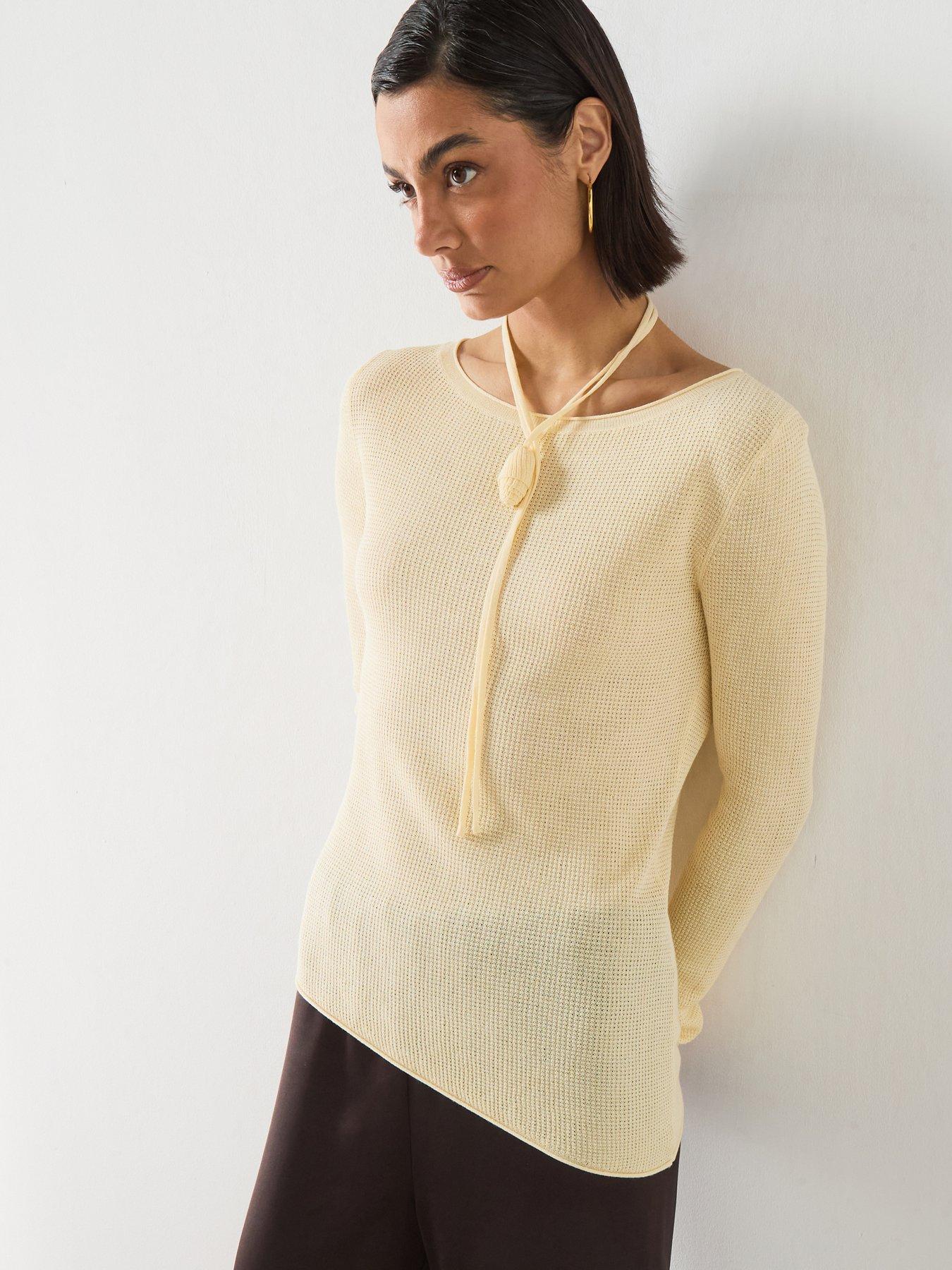 Mango Fine-Knit Sweater - Yellow