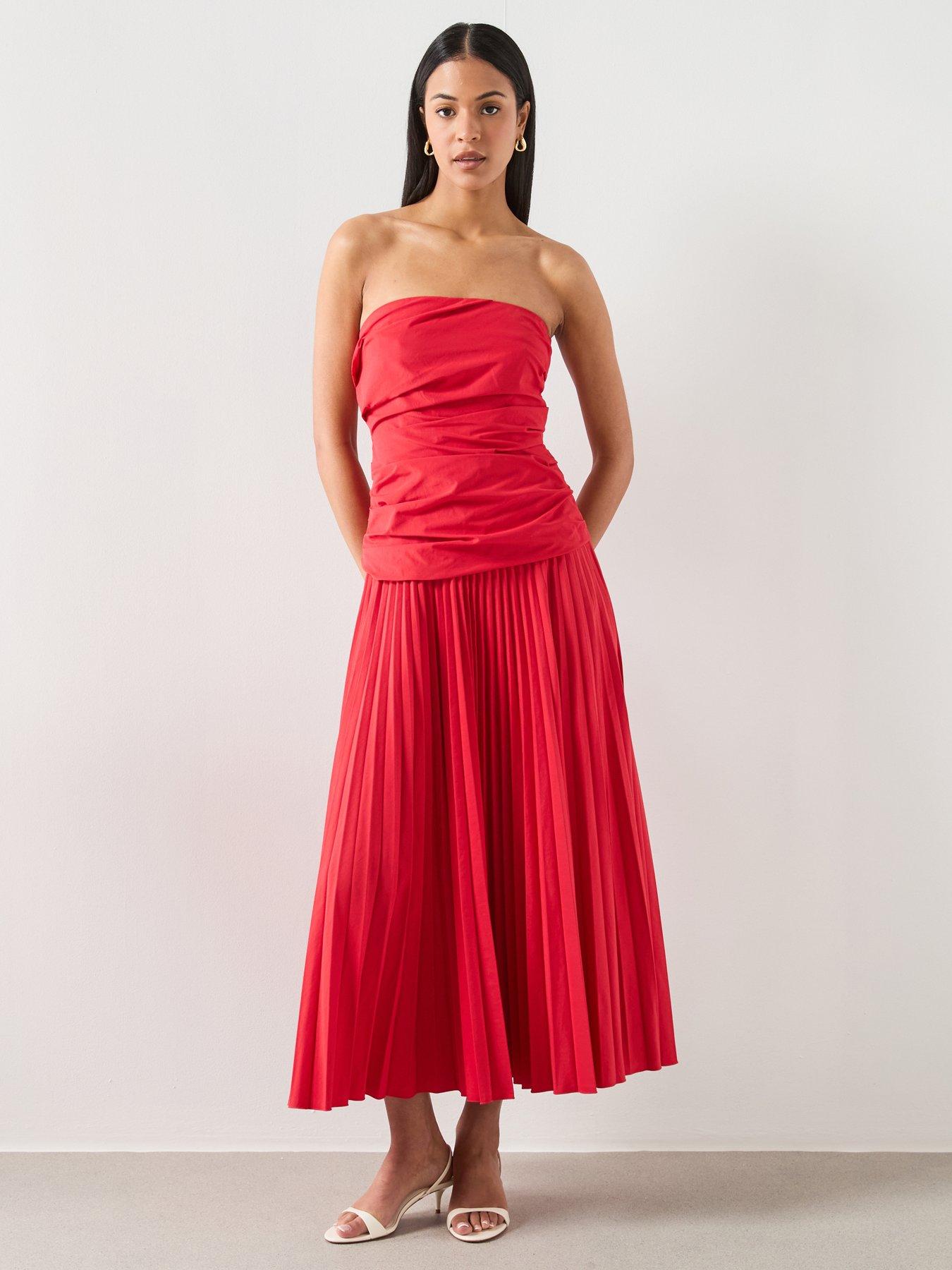 Mango Combined Strapless Dress, Red, Size Xs, Women