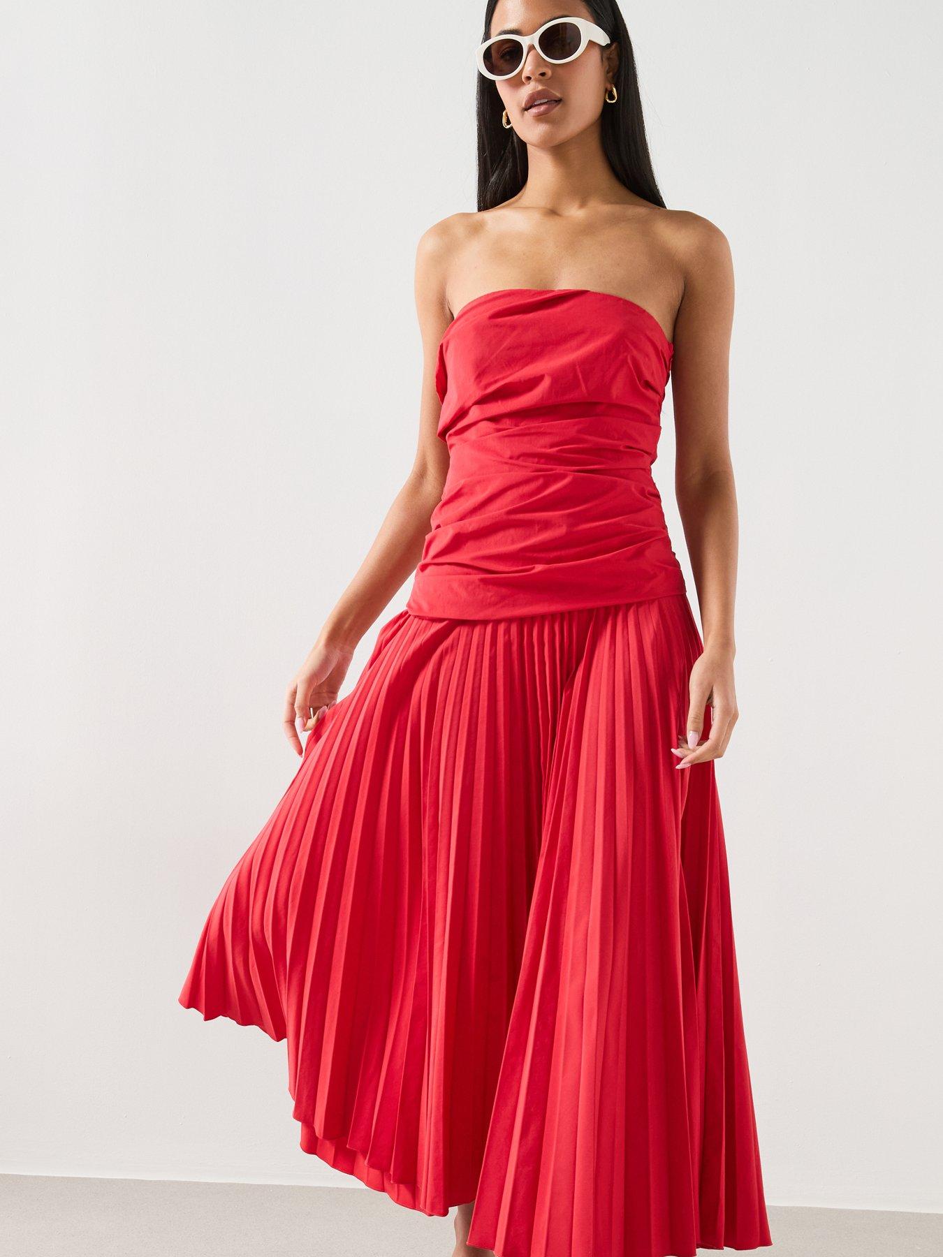 mango english embroidered strapless dress Strapless dress with openwork embroidery