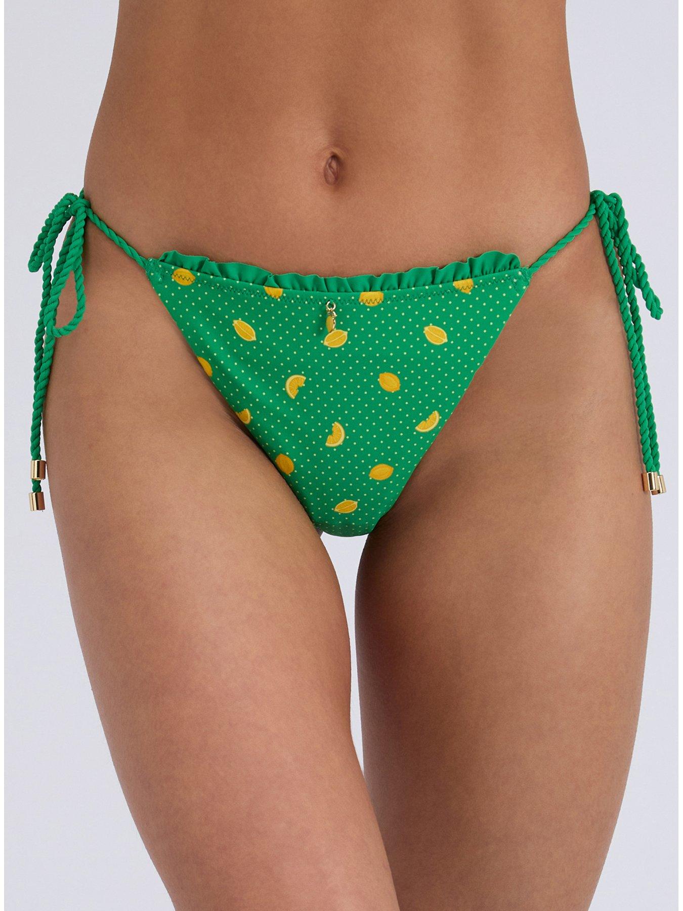 Image 1 of 6 of Boux Avenue Boux Avenue Ithaca String Side Bikini Brief - Green Mix