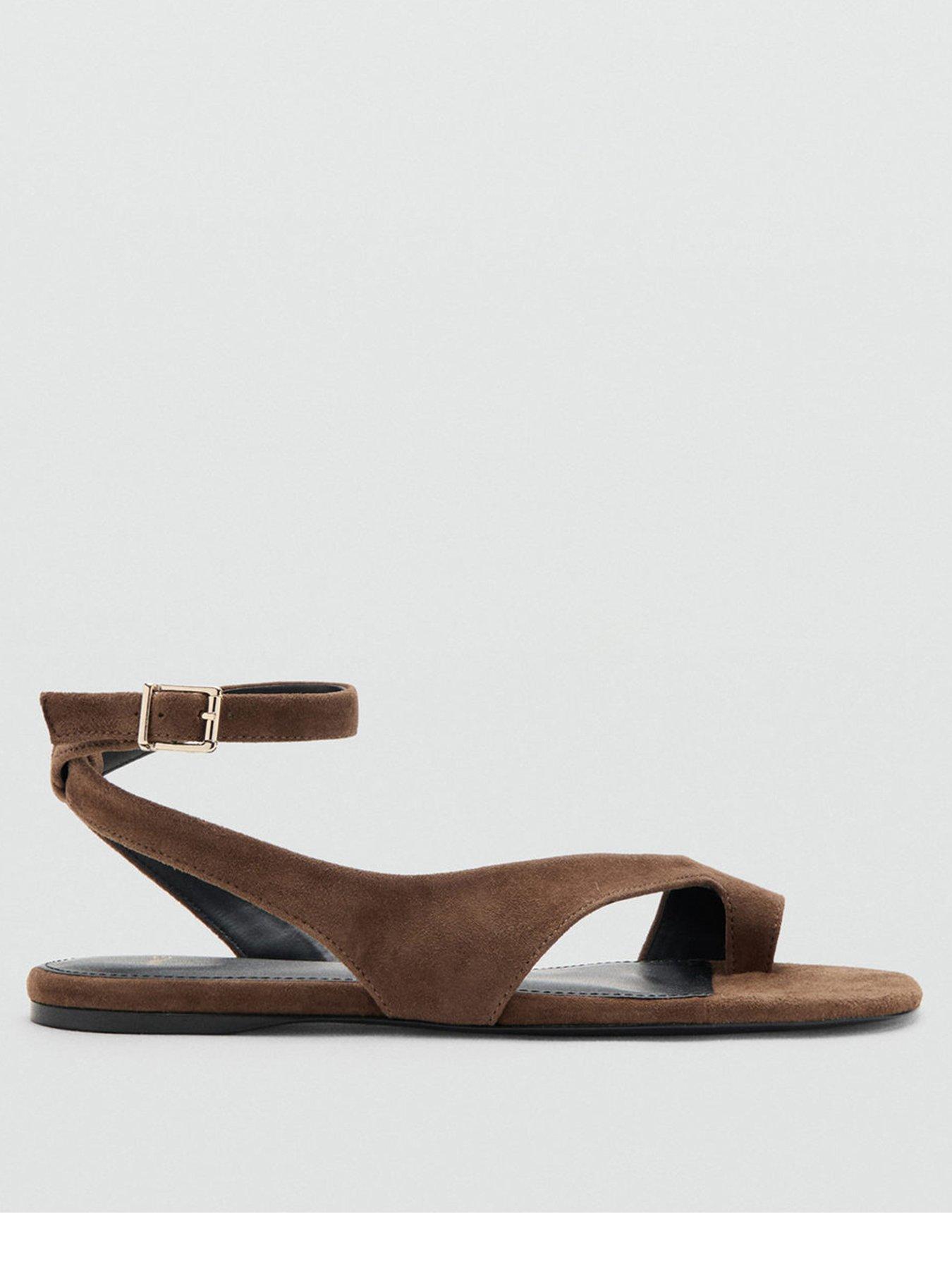 Mango Leather Straps Sandals - Brown