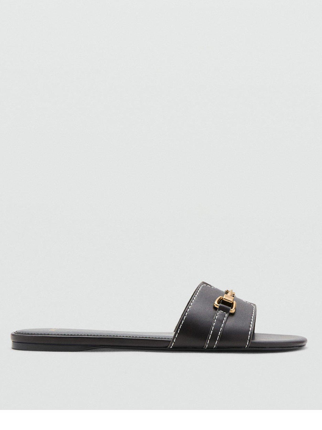Mango Metallic Detail Strap Sandal - Brown