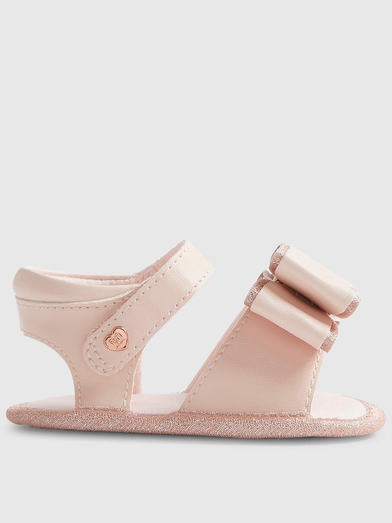 Image 1 of 5 of River Island Baby Girls Bow Shimmer Sandals - Pink