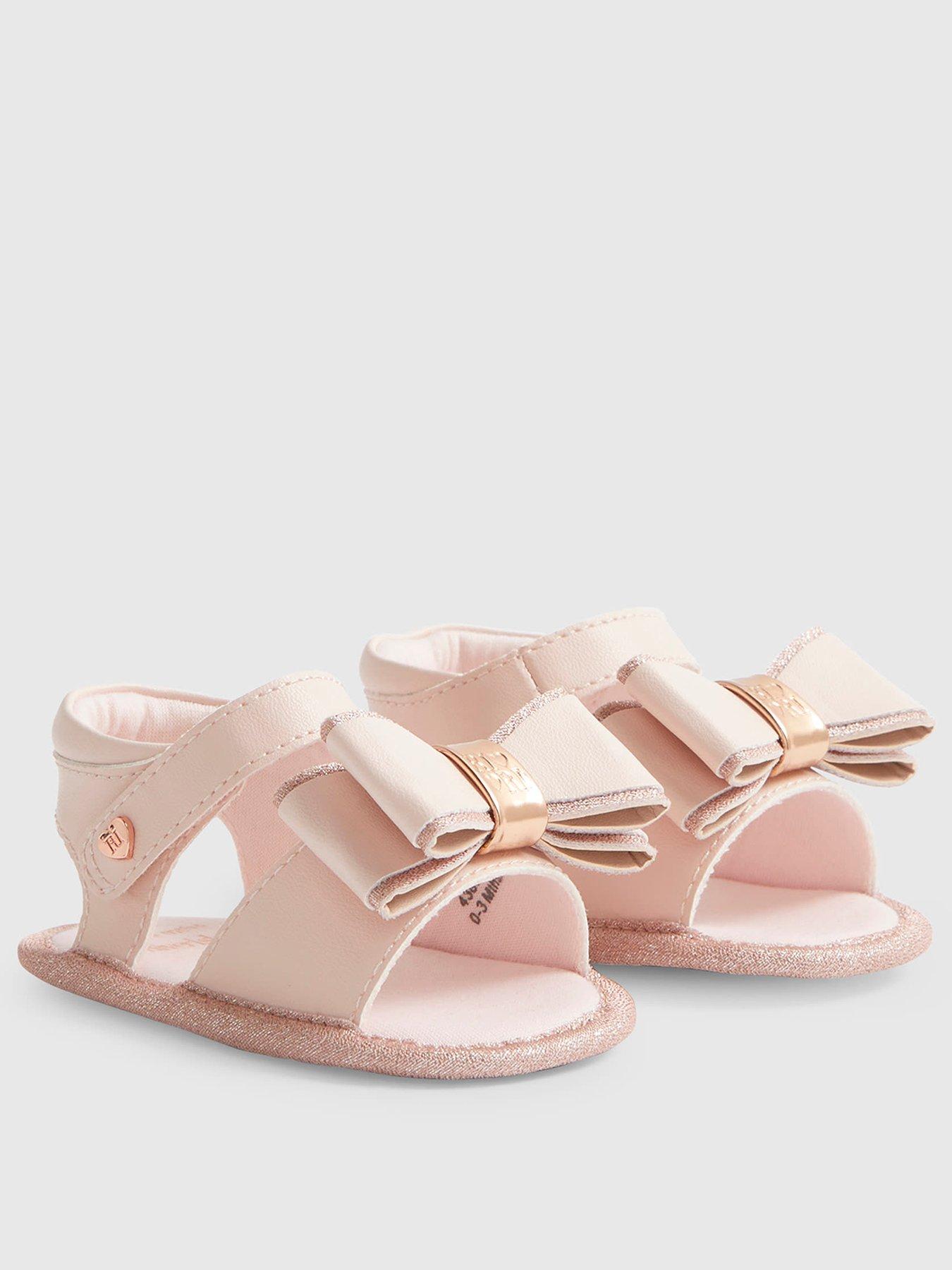 Image 2 of 5 of River Island Baby Girls Bow Shimmer Sandals - Pink