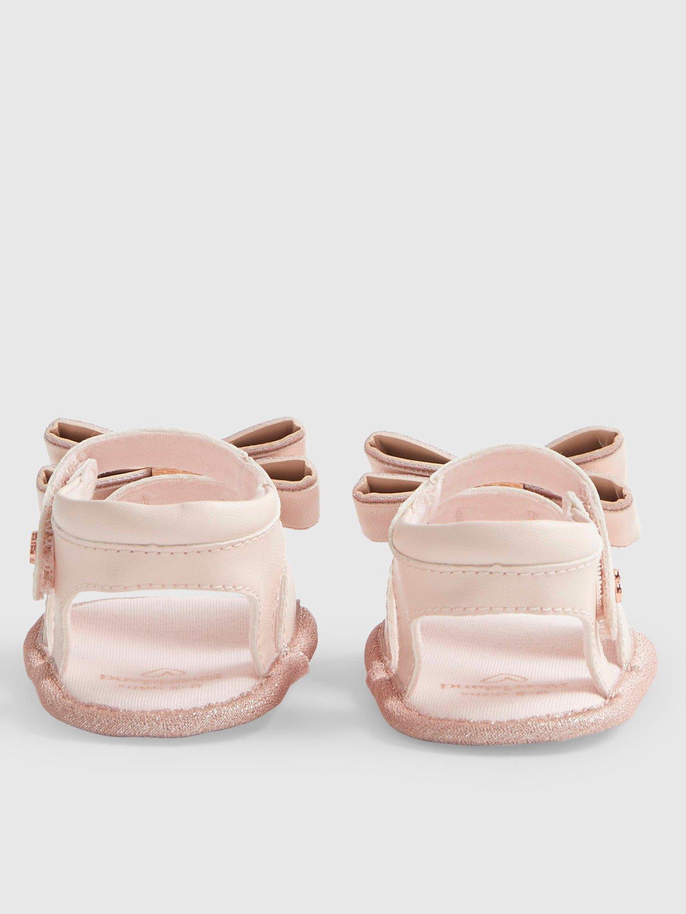 Image 3 of 5 of River Island Baby Girls Bow Shimmer Sandals - Pink