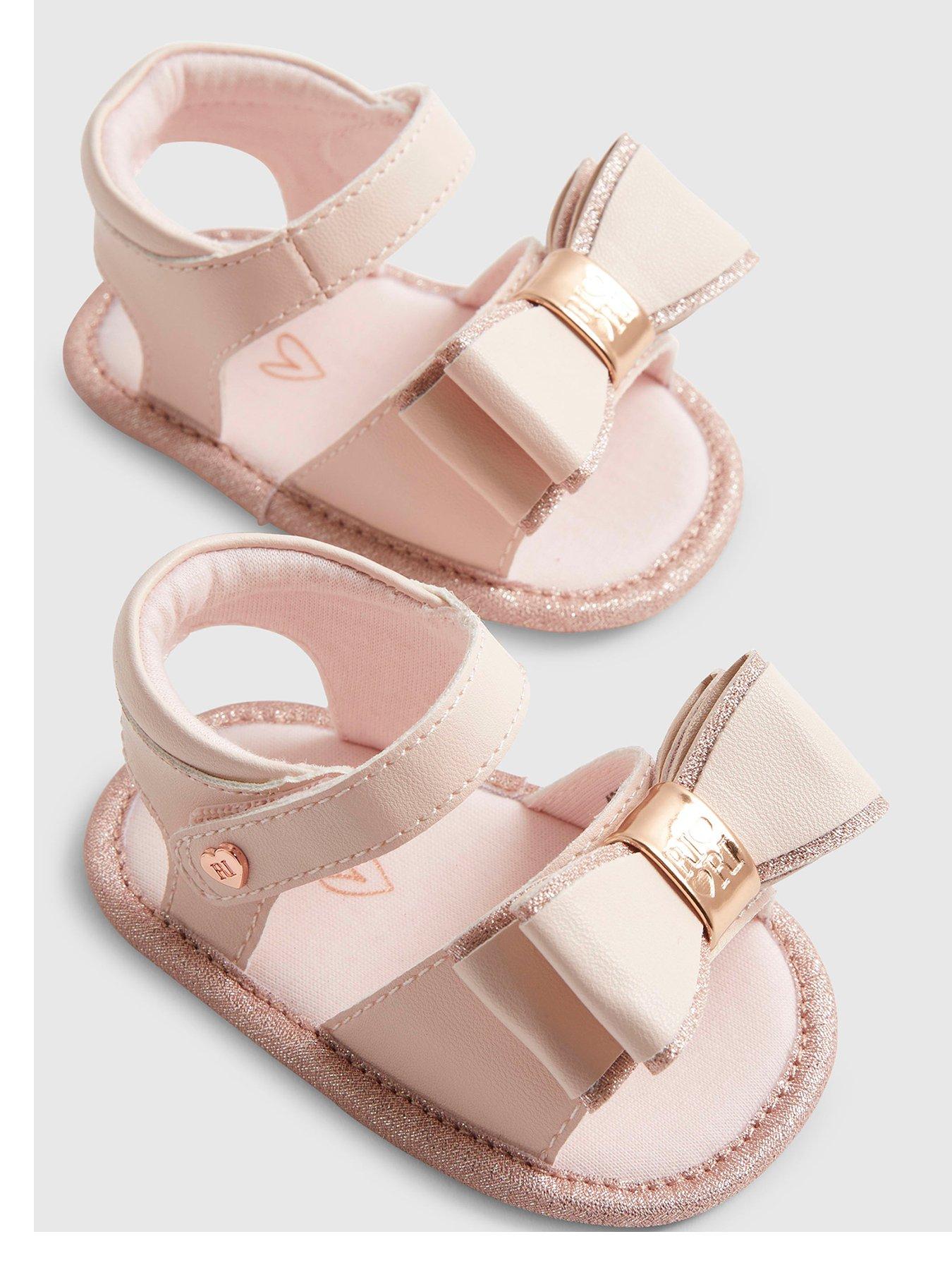 Image 4 of 5 of River Island Baby Girls Bow Shimmer Sandals - Pink