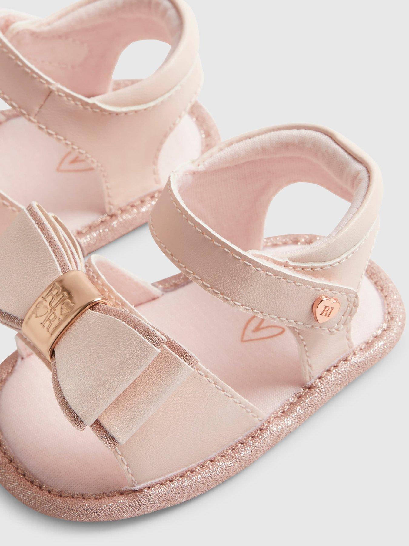 Image 5 of 5 of River Island Baby Girls Bow Shimmer Sandals - Pink