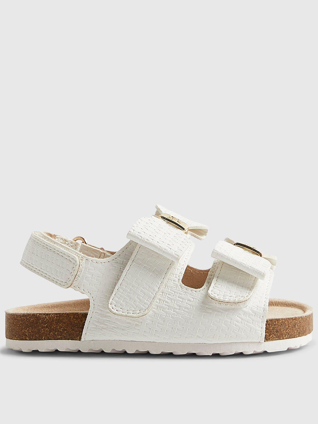 River Island Mini Girls Bow Footbed Sandals - White