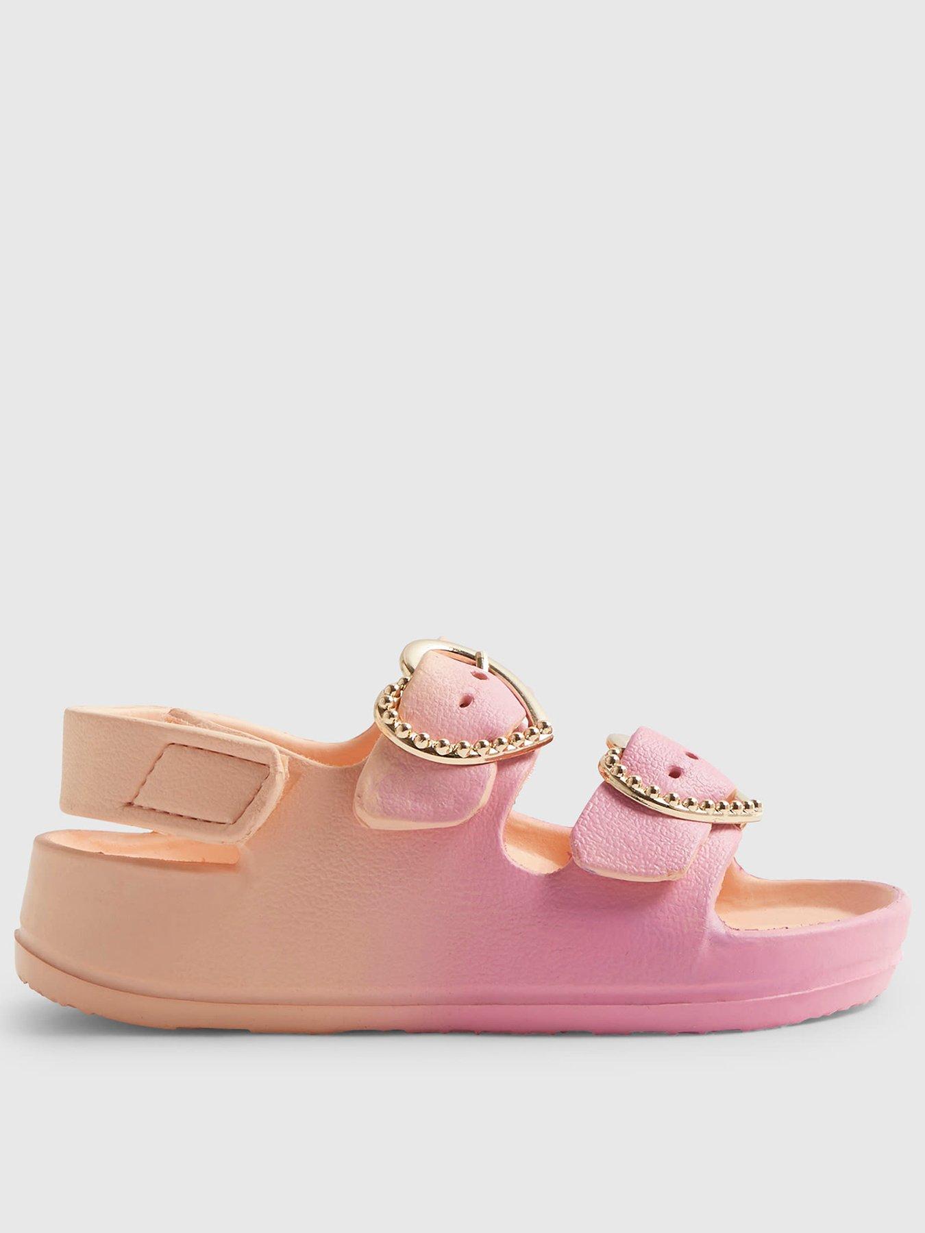 River Island Mini Girls Heart Ombre Double Strap Sandals - Pink