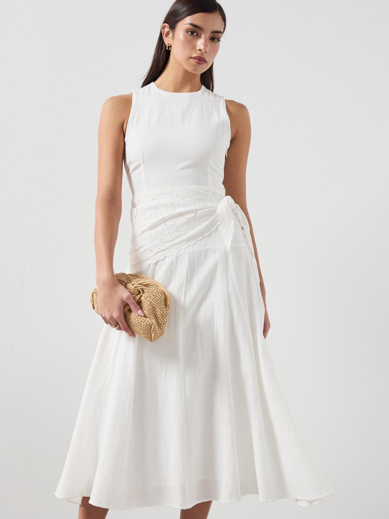 Mango Handkerchief A-line Dress - White