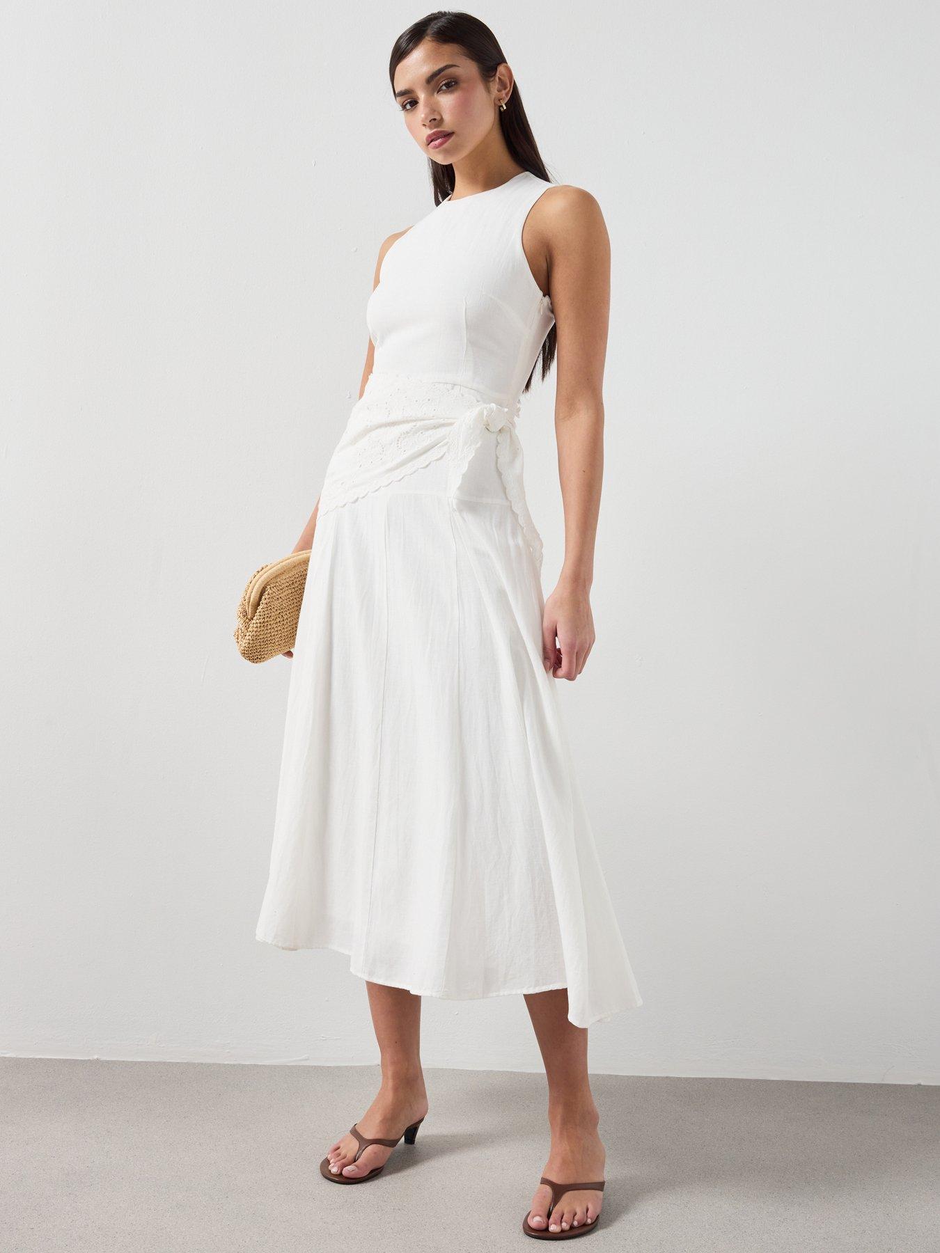 Image 3 of 6 of Mango Handkerchief A-line Dress - Ecru