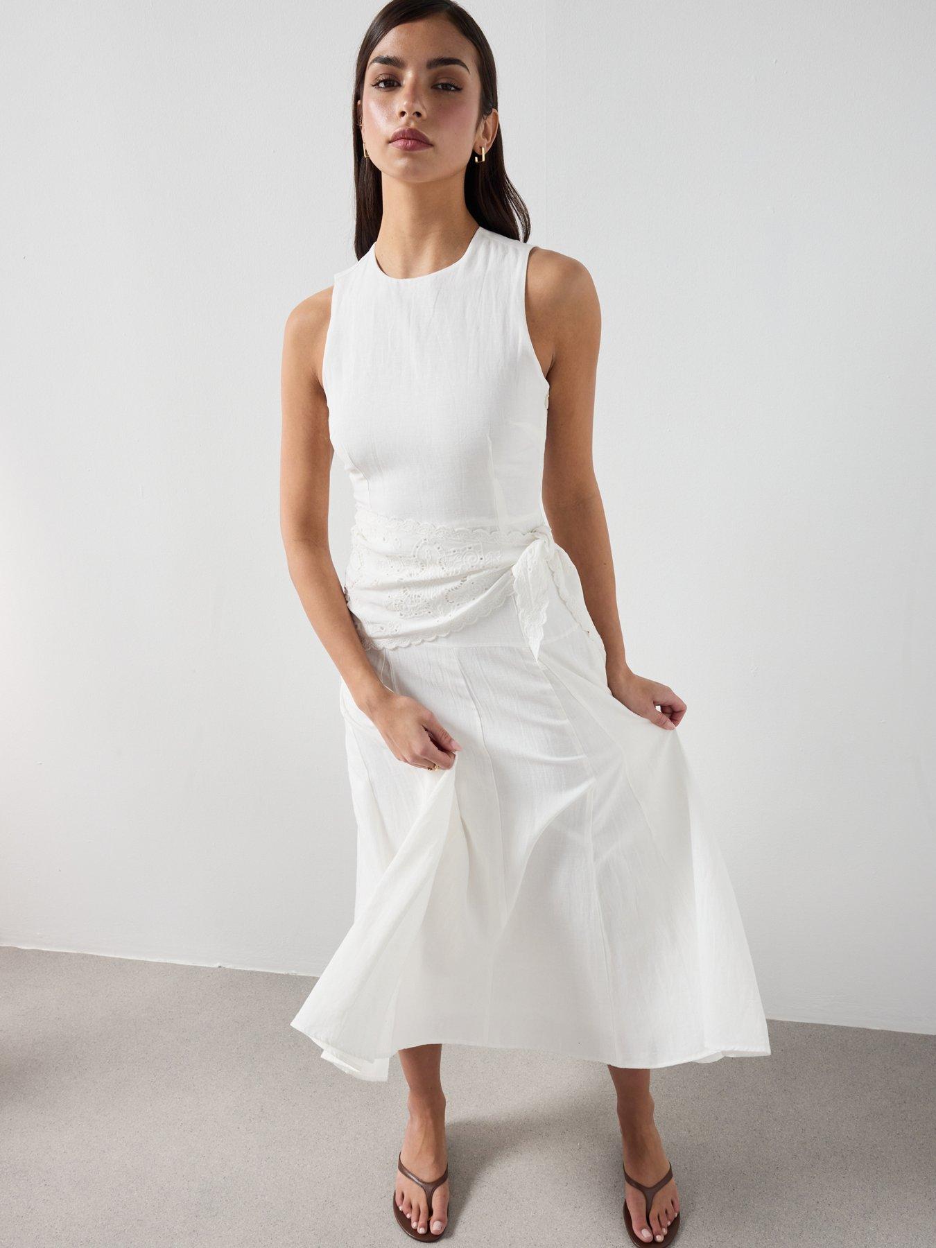 Image 6 of 6 of Mango Handkerchief A-line Dress - Ecru