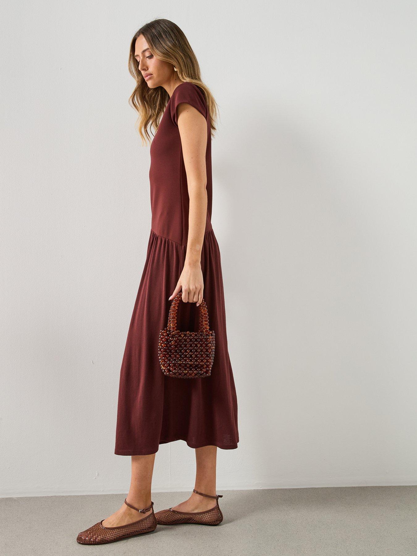 Mango Asymmetrical Midi-Dress - Red
