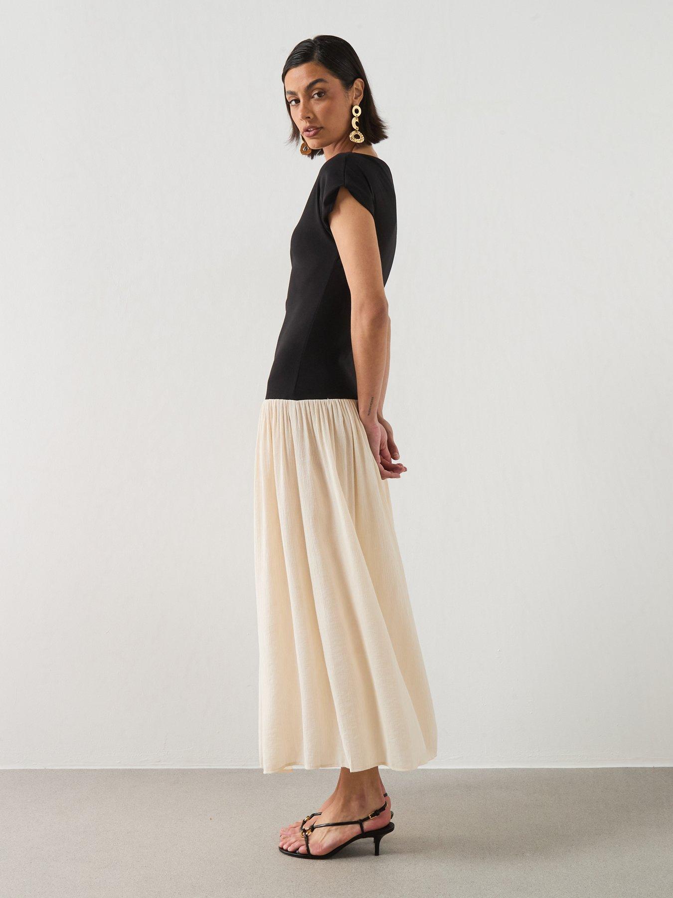 Mango Asymmetrical Flared Dress - Cream - Beige | Very