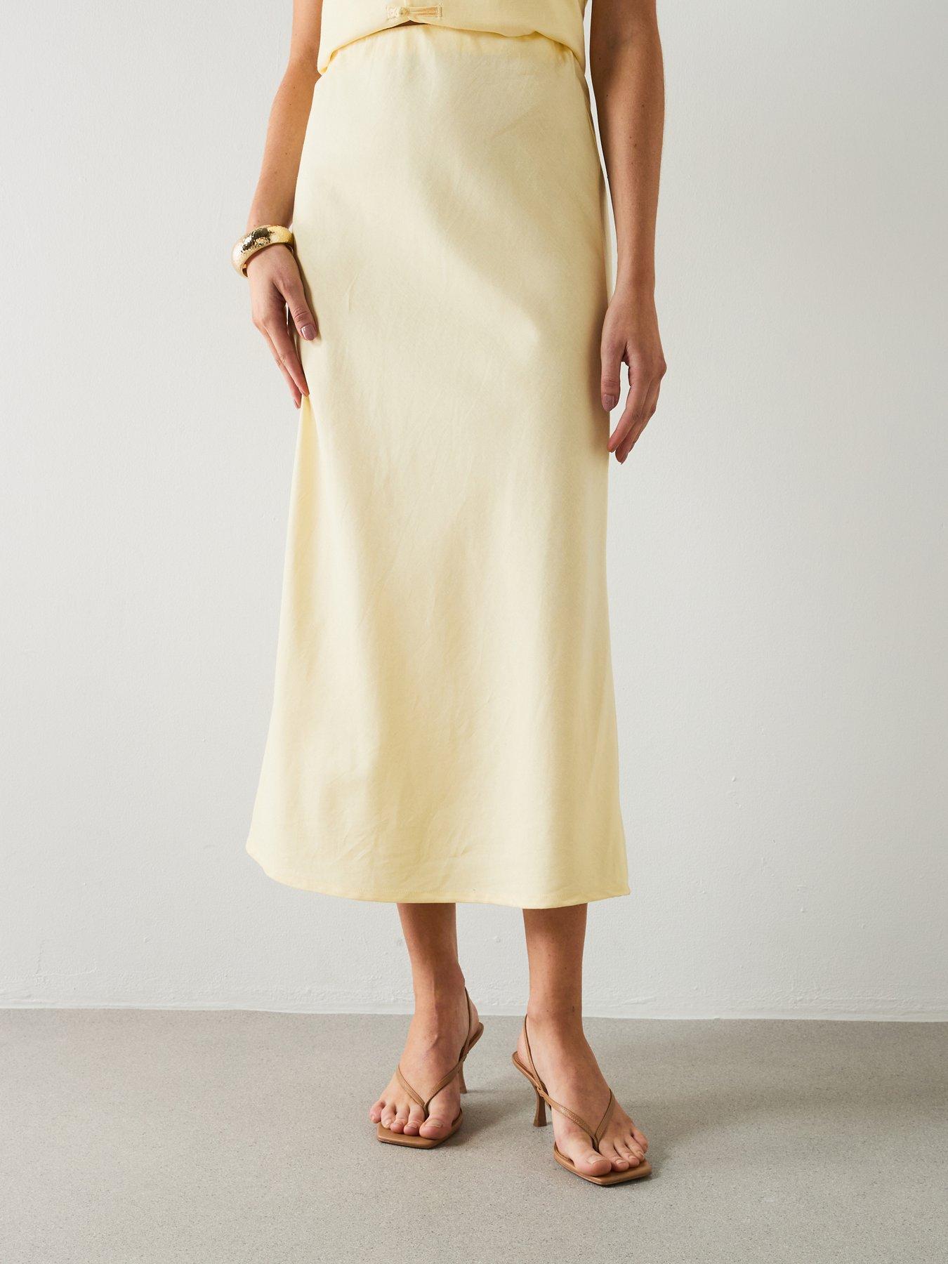 Image 1 of 6 of Mango Linen-blend Co-ord Straight Skirt - Vanilla