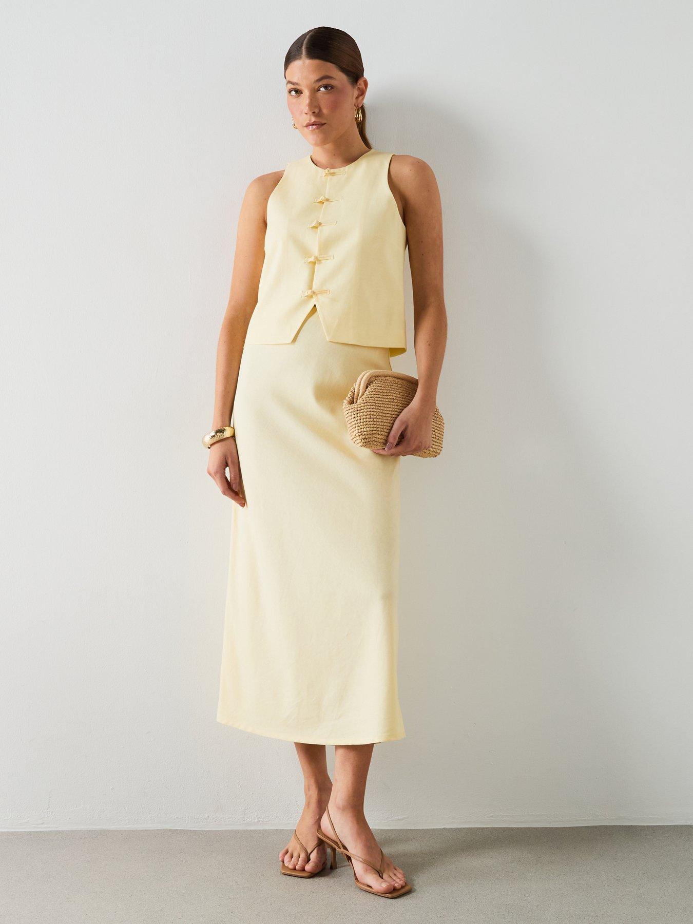Image 3 of 6 of Mango Linen-blend Co-ord Straight Skirt - Vanilla